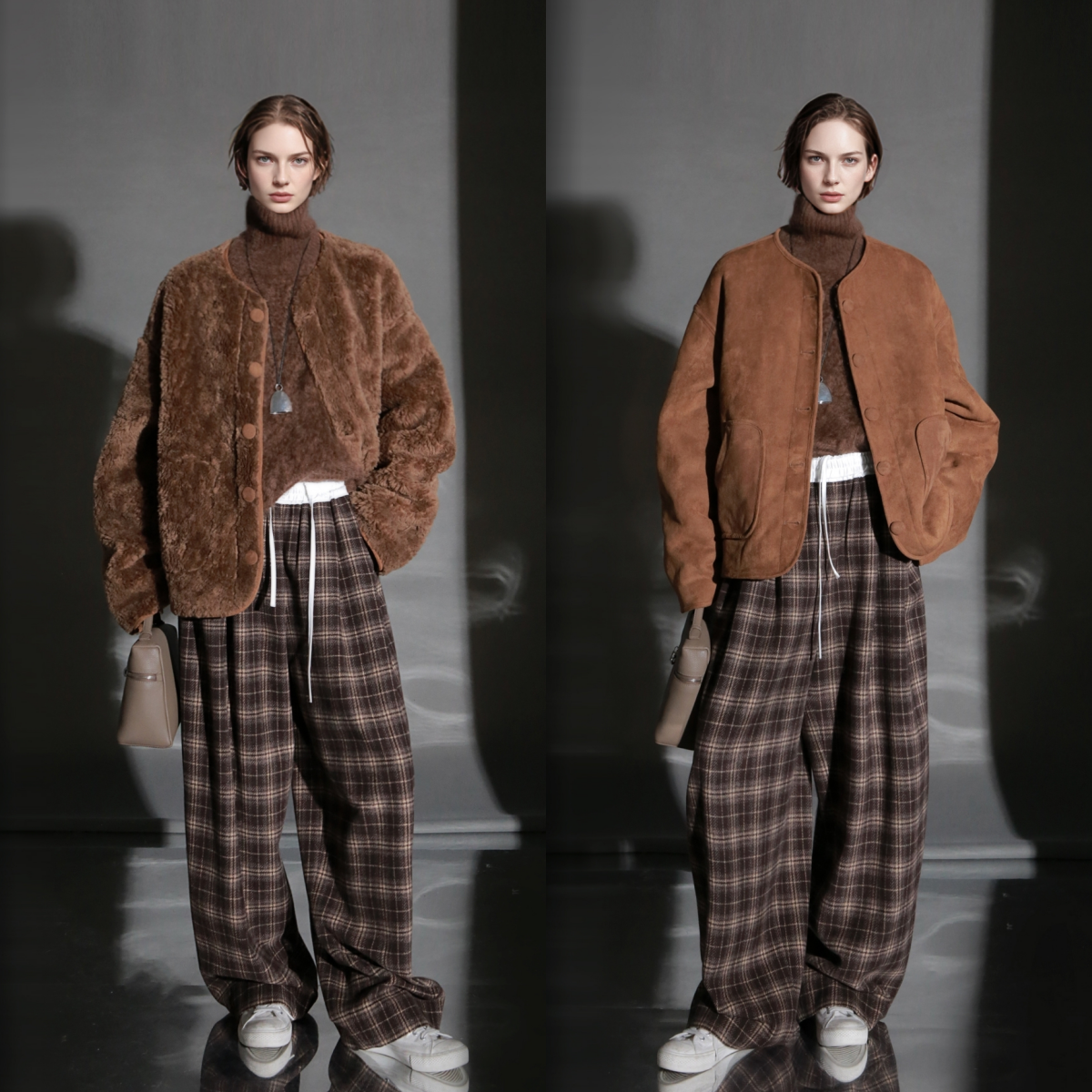 Reversible Suede Wool Coat for Women – Short Plush Jacket, Thick Warm Outerwear, Stylish Fall Winter New Arrival