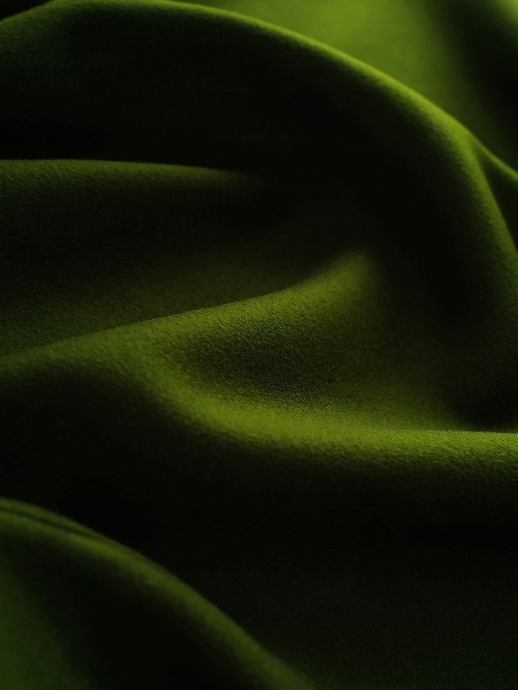 20% Cashmere Double-Faced Wool Coat for Women – Detachable Fox Fur Cuff Mid-Length Overcoat “Tokyo Radiance” in Vintage Green