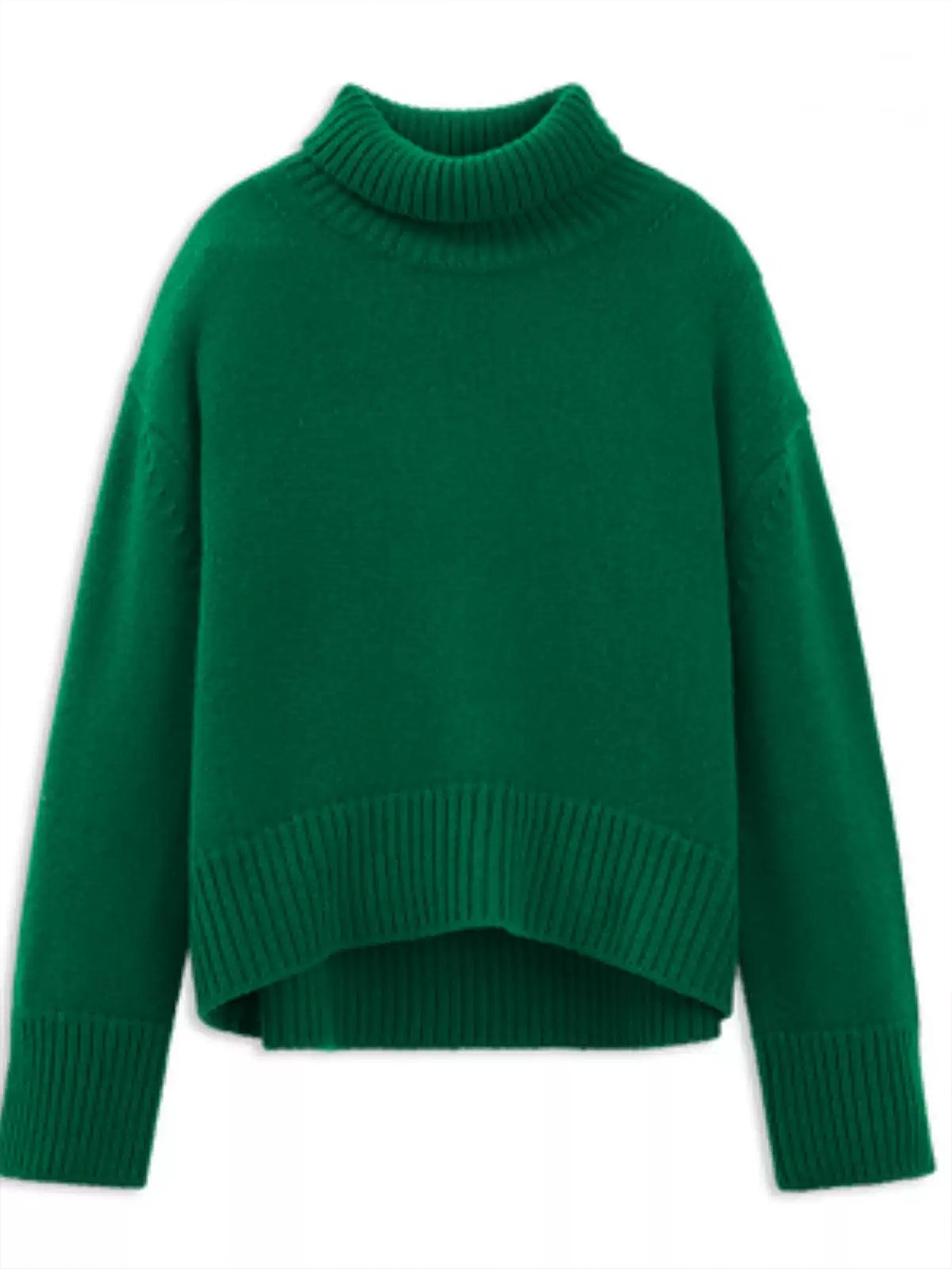 Soft 100% Cashmere Turtleneck Sweater – Vintage Rib-Knit, Thick & Warm in Festive Red-Green Palette