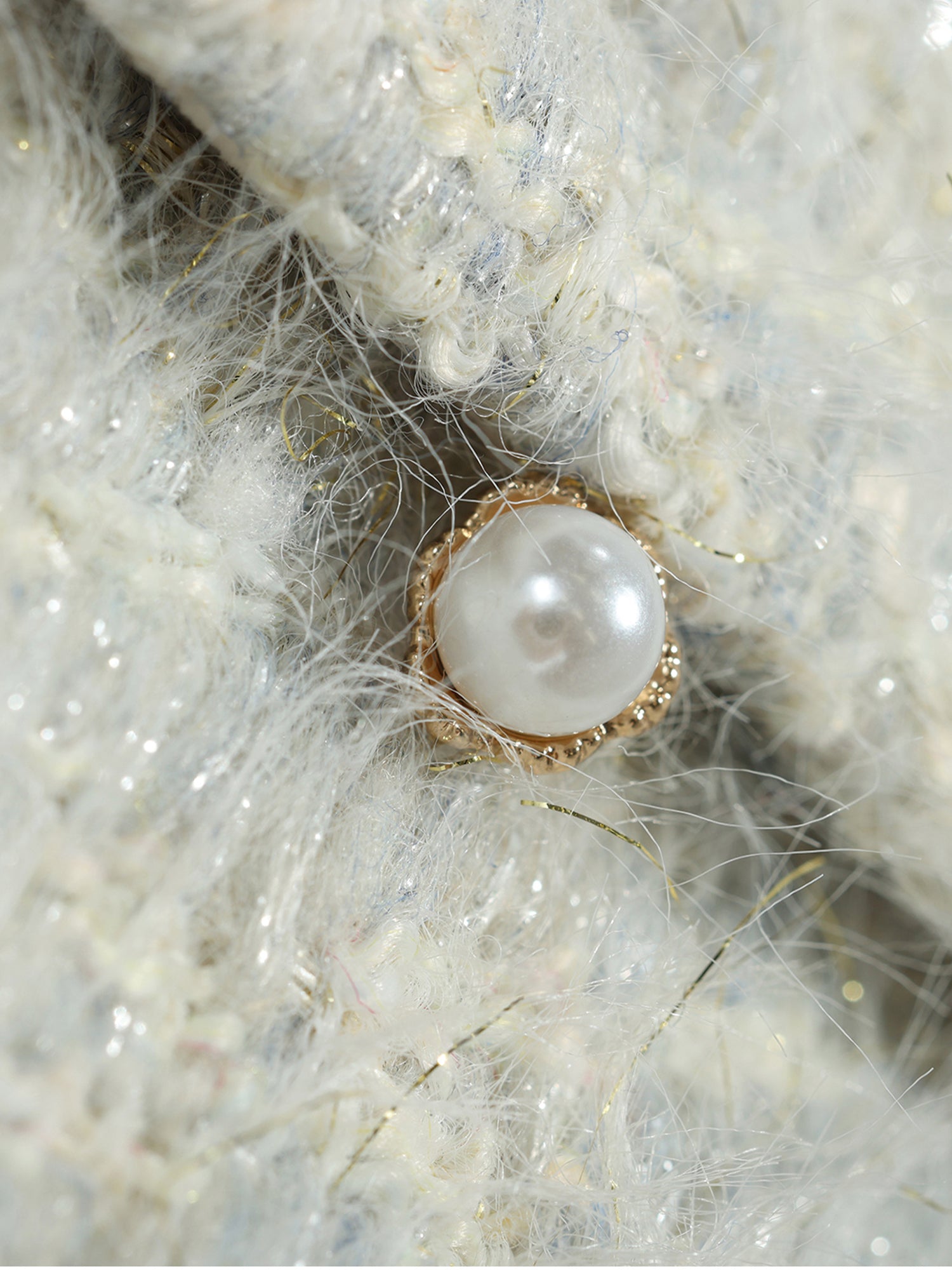 Luxury Wool Jacquard Tweed Set – Long-Hair Color-Yarn Bouclé Short Boxy Jacket & Halter Dress