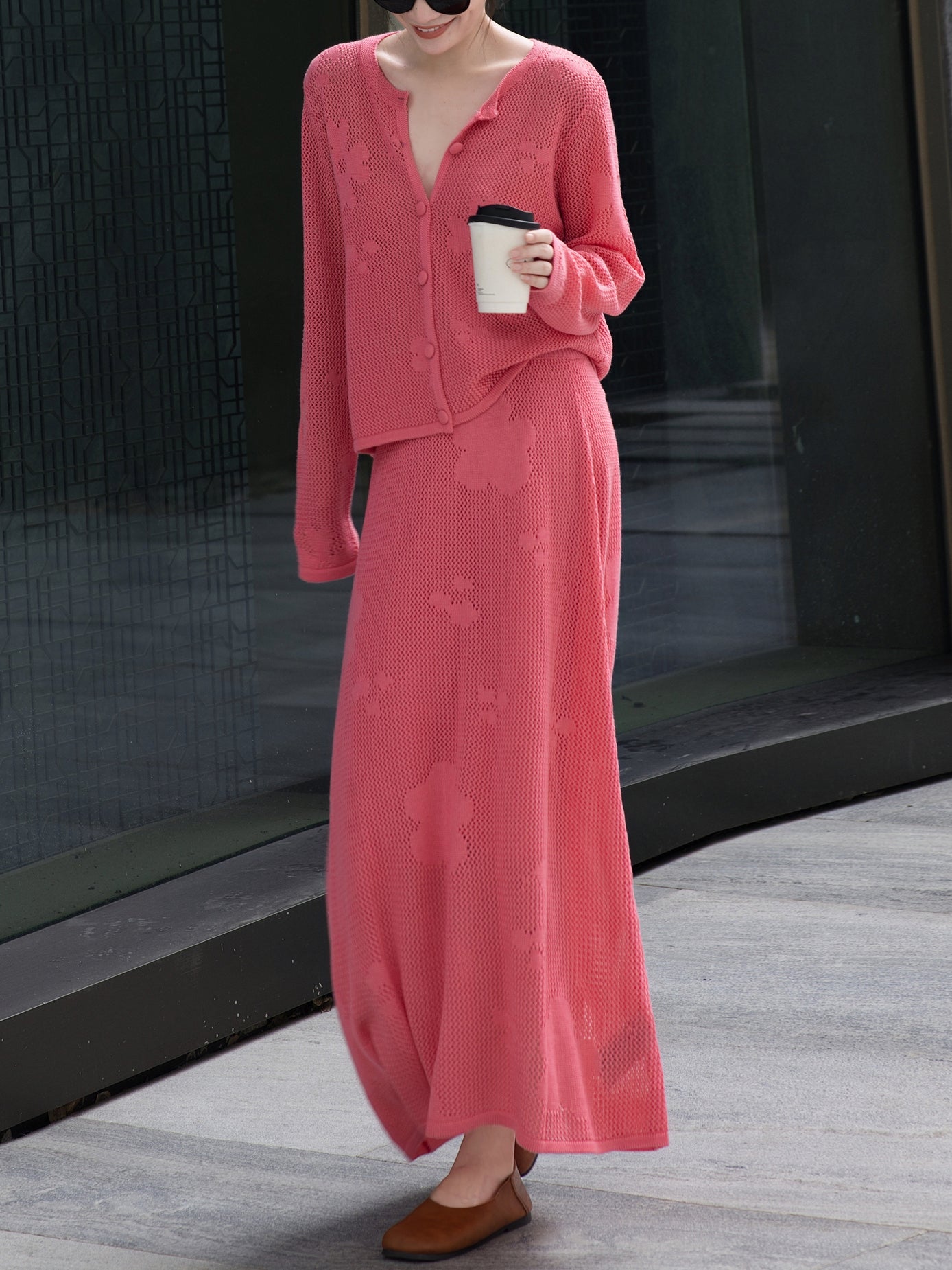 Women's Autumn Two-Piece Set – Old Money Lazy Style Cranberry Loose Blouse & Elegant Skirt