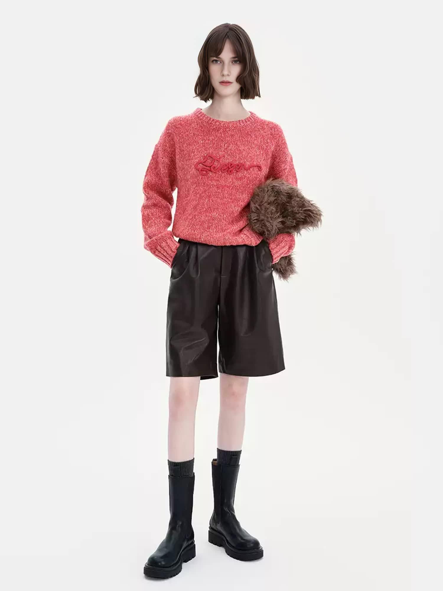 Green Wool Blend Speckled Knit Sweater for Women – Vintage Winter Pullover Top