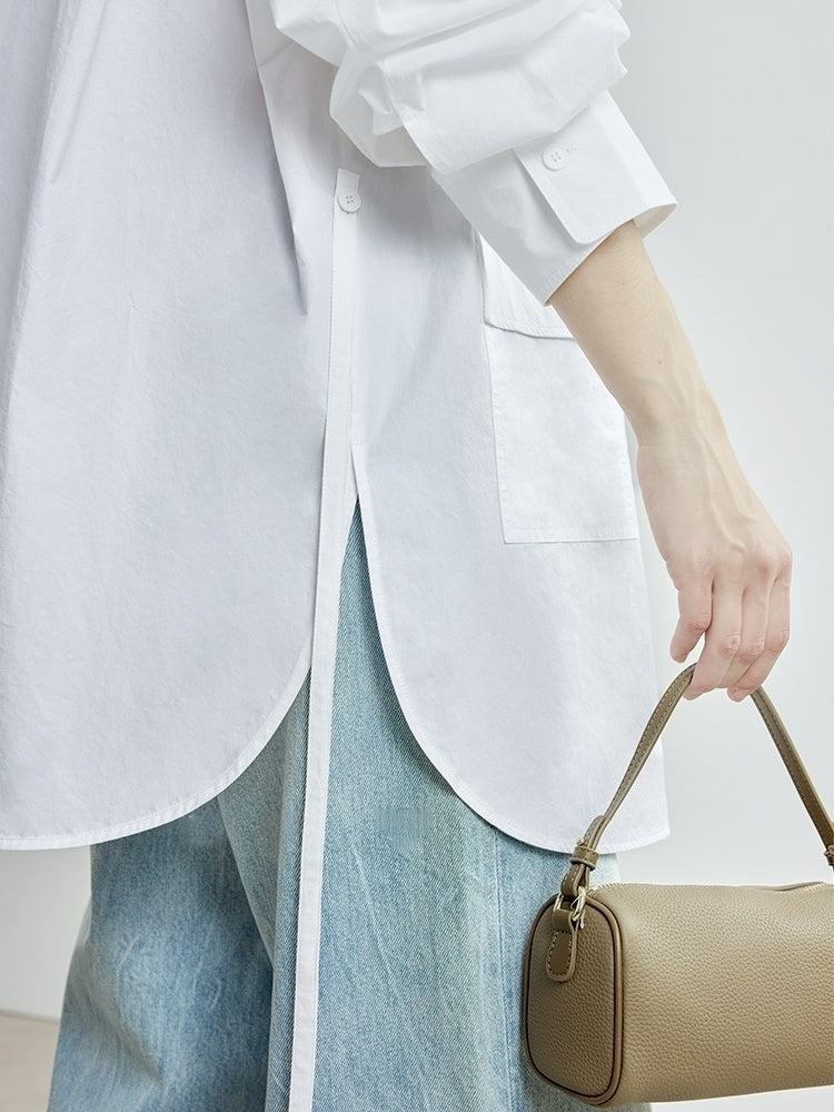 Early Autumn Casual Light Luxury Pure Cotton Long Sleeve Shirt – Women's Utility Outerwear