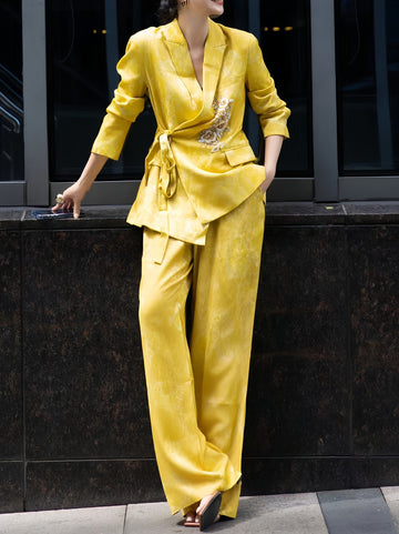 Haute Couture Women's Suit – 2025 Autumn Beaded Jacquard Triacetate Two-Piece