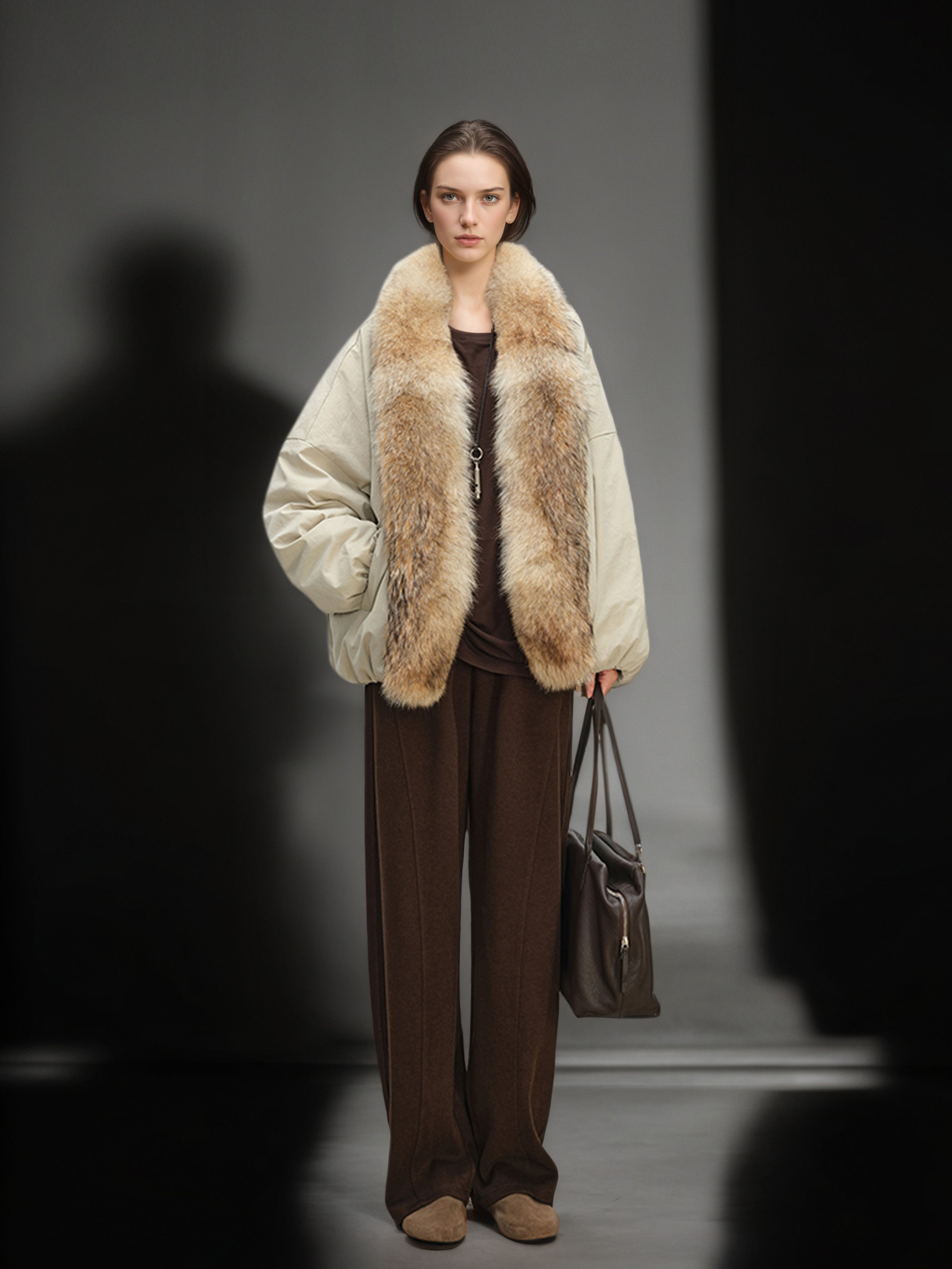 Hungarian White Goose Down Parka with Detachable Fur Trim (Raccoon/Fox) – Snow Mountain Style Winter Coat