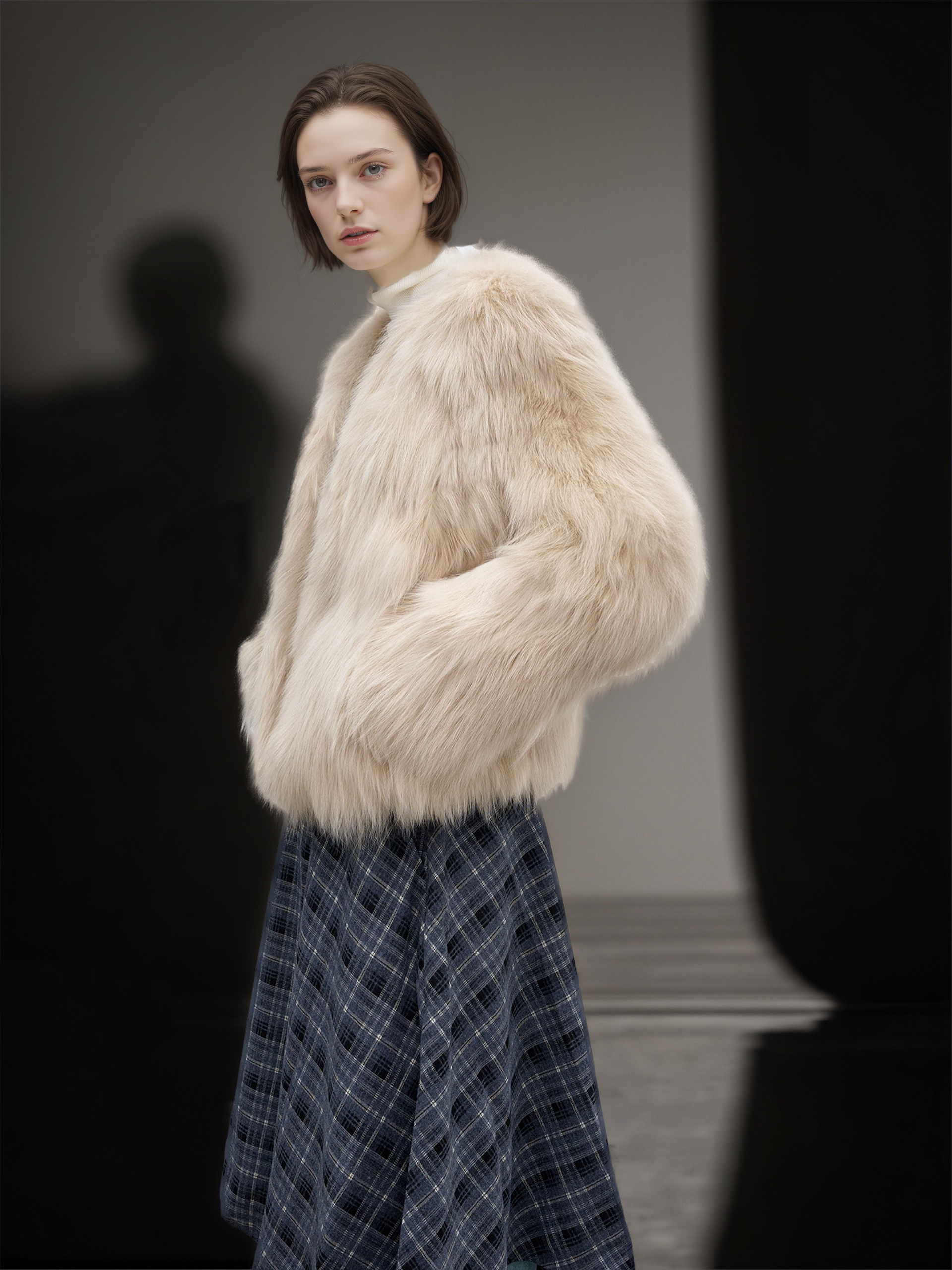 Women’s  Fox Fur Jacket | Slim Fit Short Winter Coat Inspired by Finnish Design