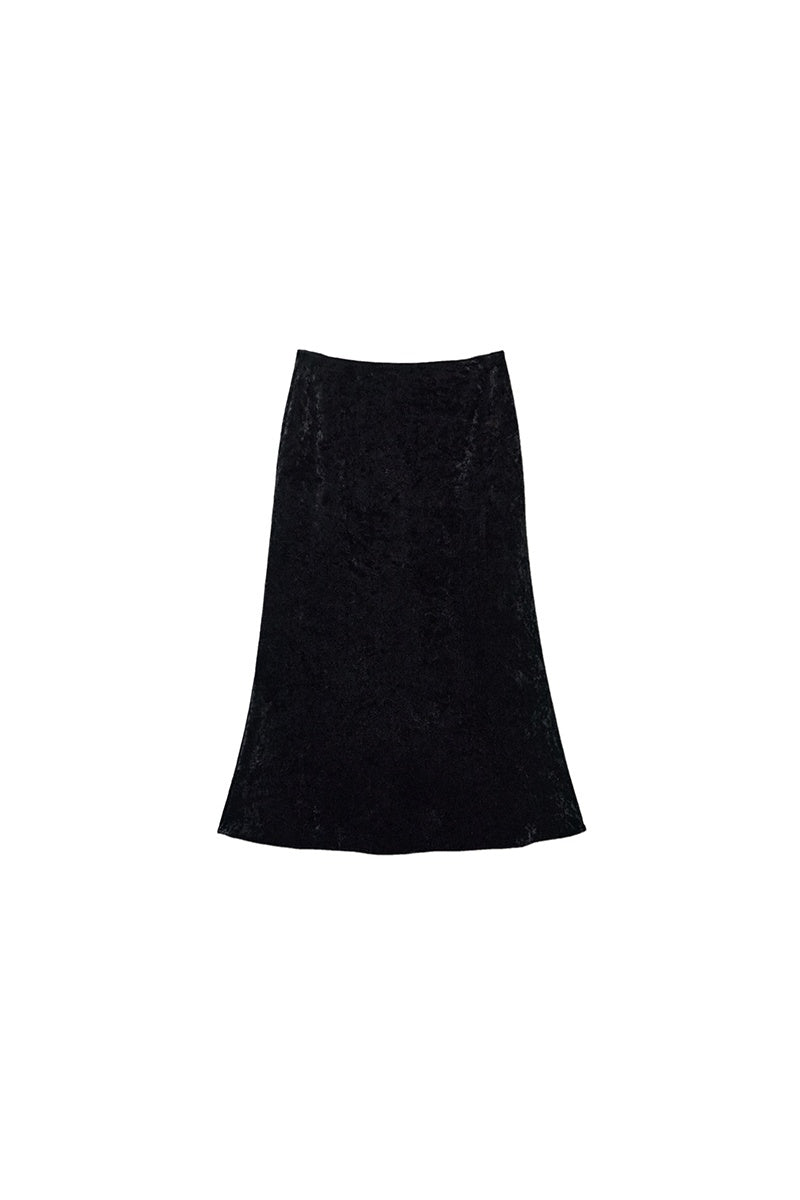 Glimmering Waves Vintage Gold-Flecked Fish Tail Skirt | Stretch Velvet Midi Skirt