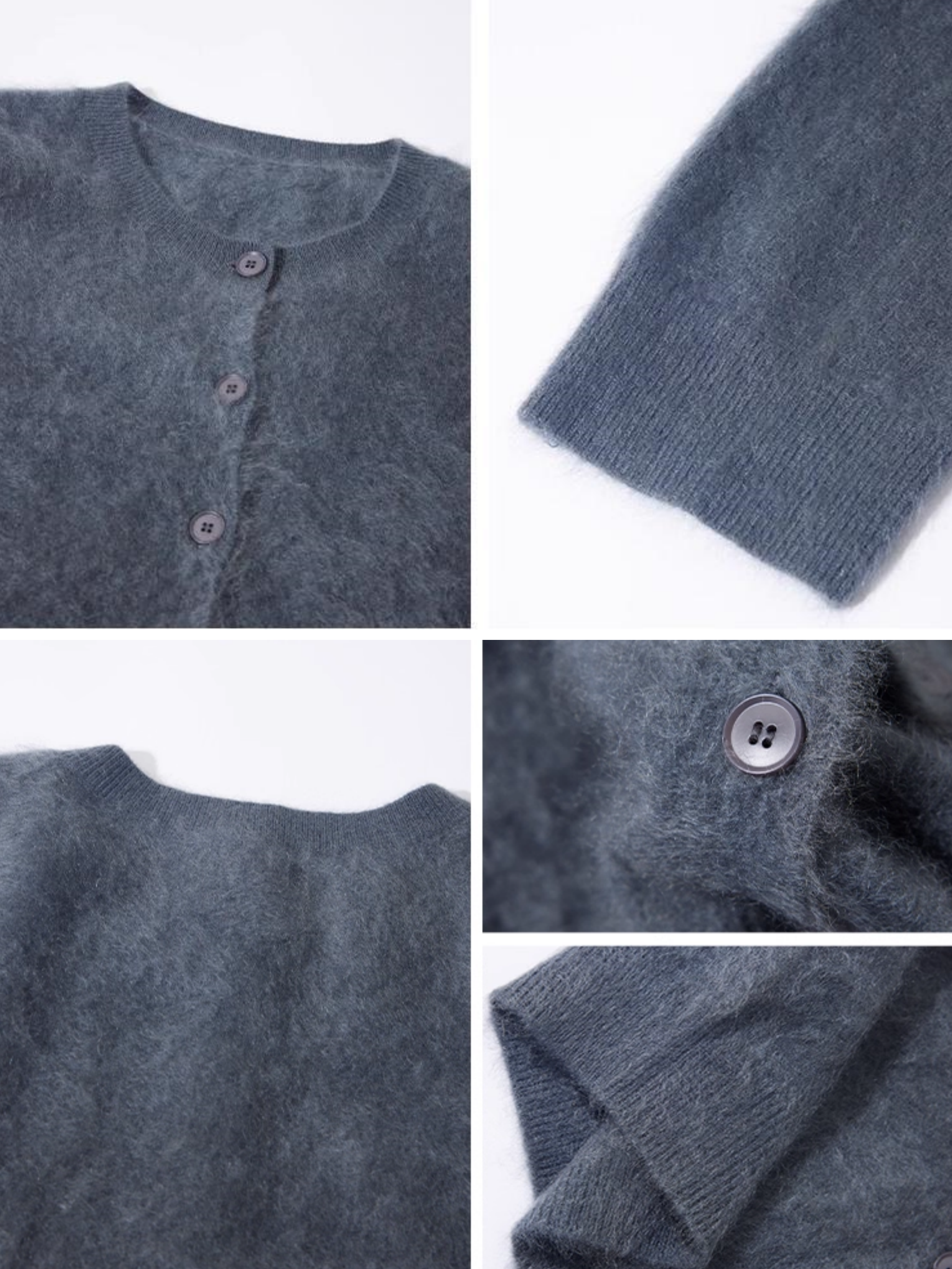 Premium 100% Washed White Cashmere Brushed Cardigan – Loose-Fit Knit Sweater for Women, Soft Multi-Color Cashmere Top