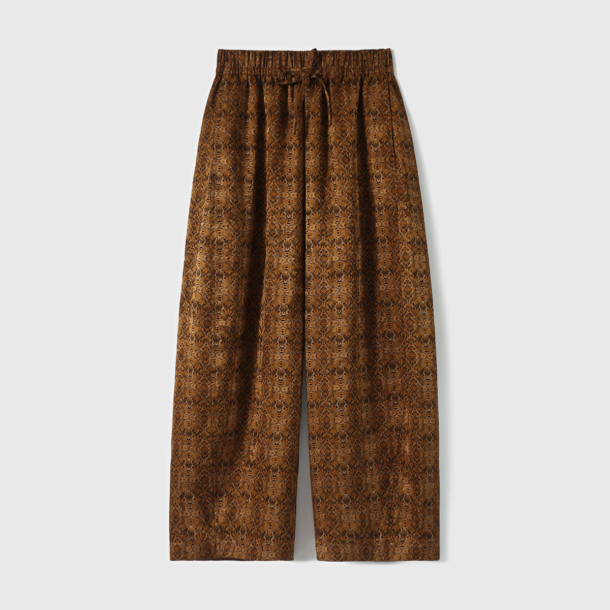 Auspicious Butterfly Jacquard Cocoon Pants in 23 Momme Gambiered Guangdong Silk