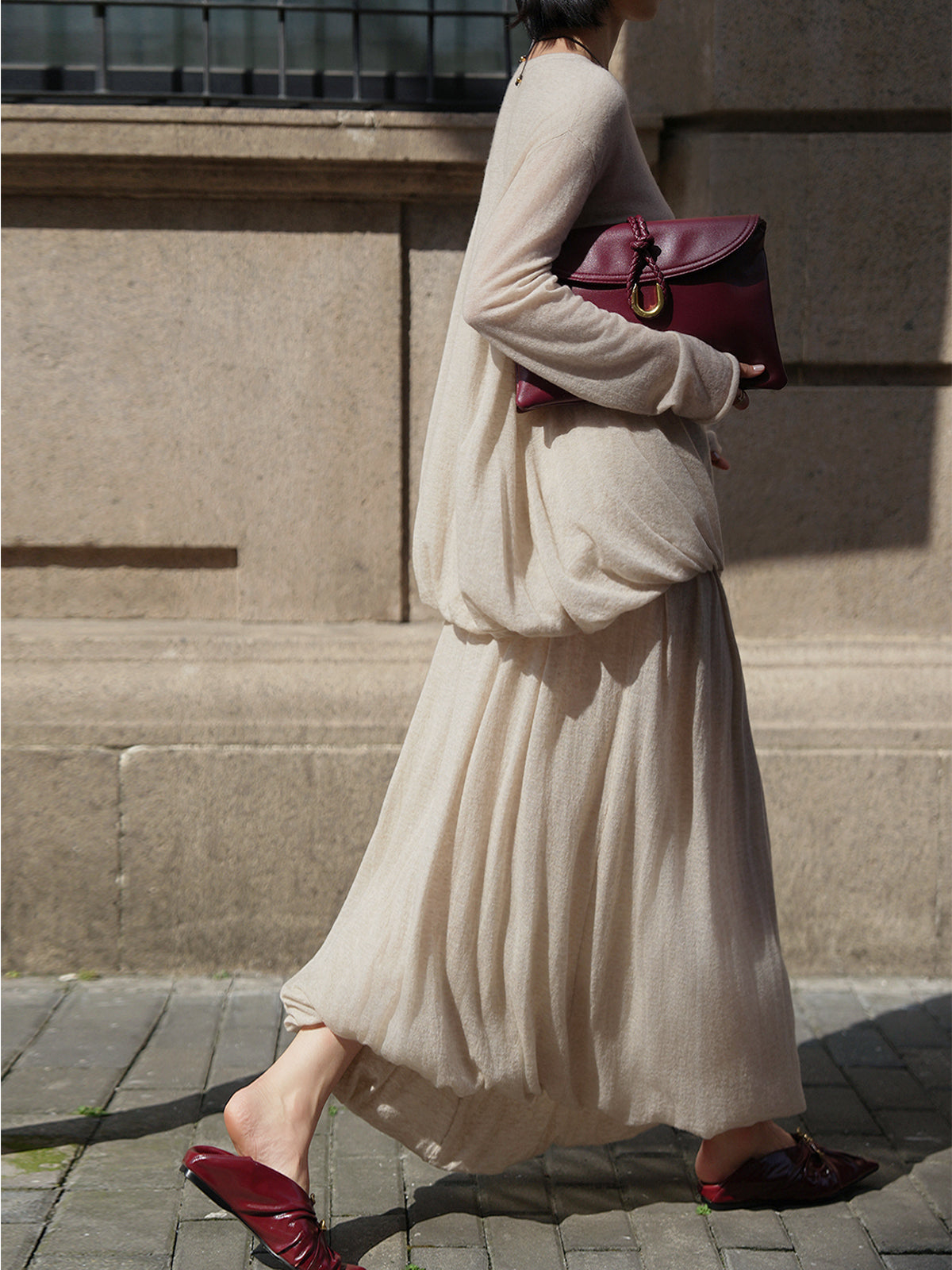 Featherlight Cashmere Wool Romantic Atmosphere Cake Top & Skirt Set – Ethereal, Elegant Layered Design