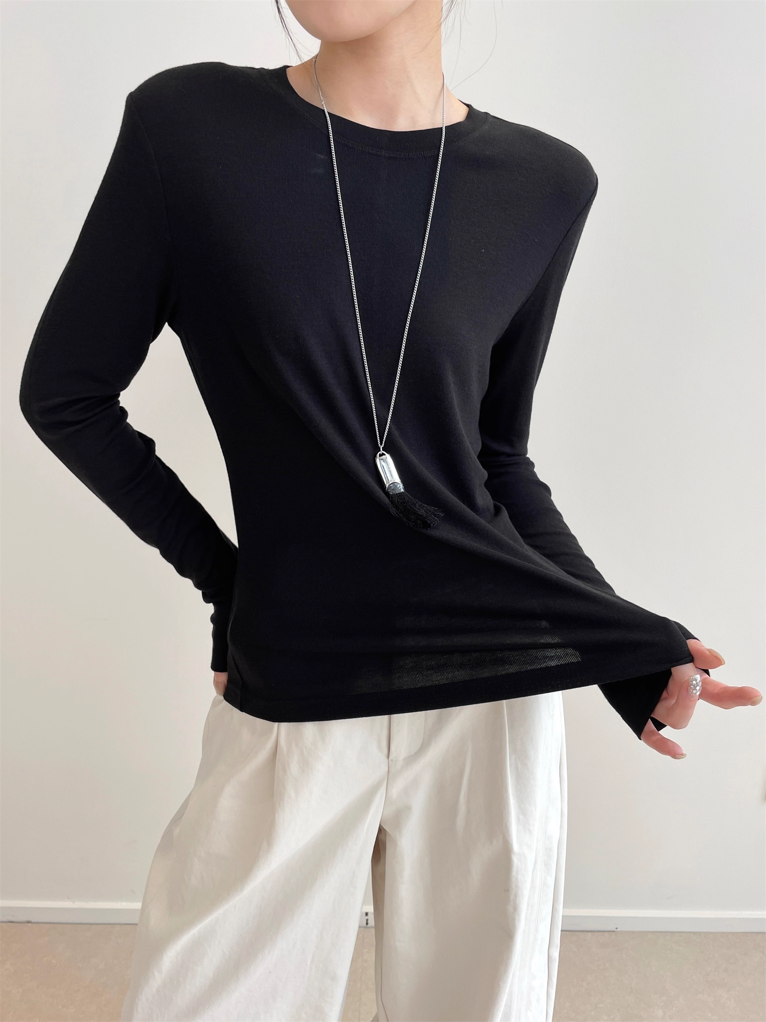 Silk Cashmere Thermal Long Sleeve T-Shirt for Women | Ultra-Soft Japanese IFACE Yarn Base Layer Top