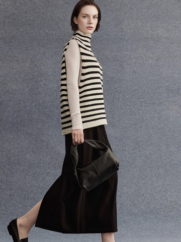 100% Wool Chunky Knit Vest for Women | Heavyweight Mock-Neck Layered Sweater Vest for Fall & Winter