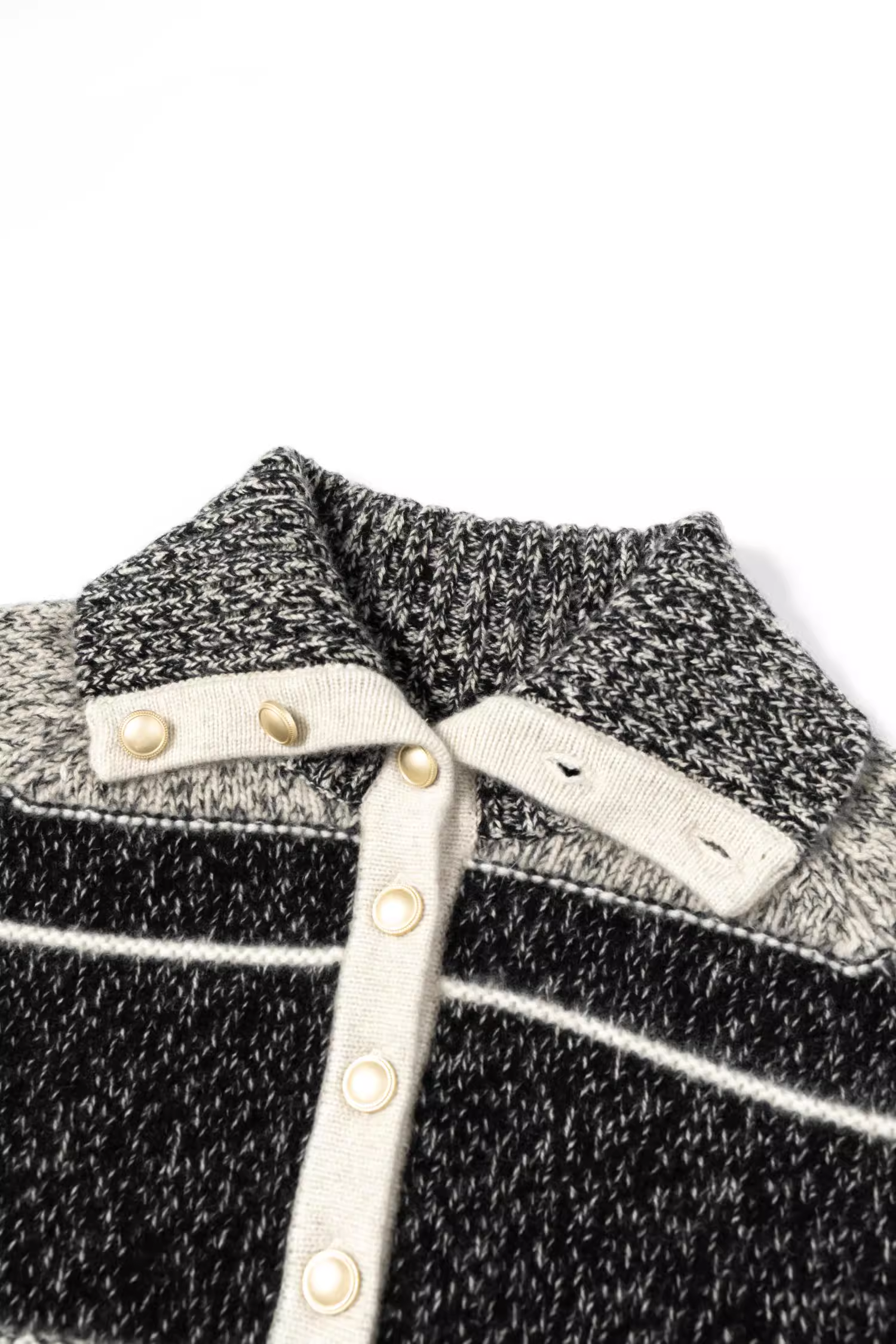 Pure Cashmere French-Style Collar Sweater – Premium Gray Contrast-Color Knit Top