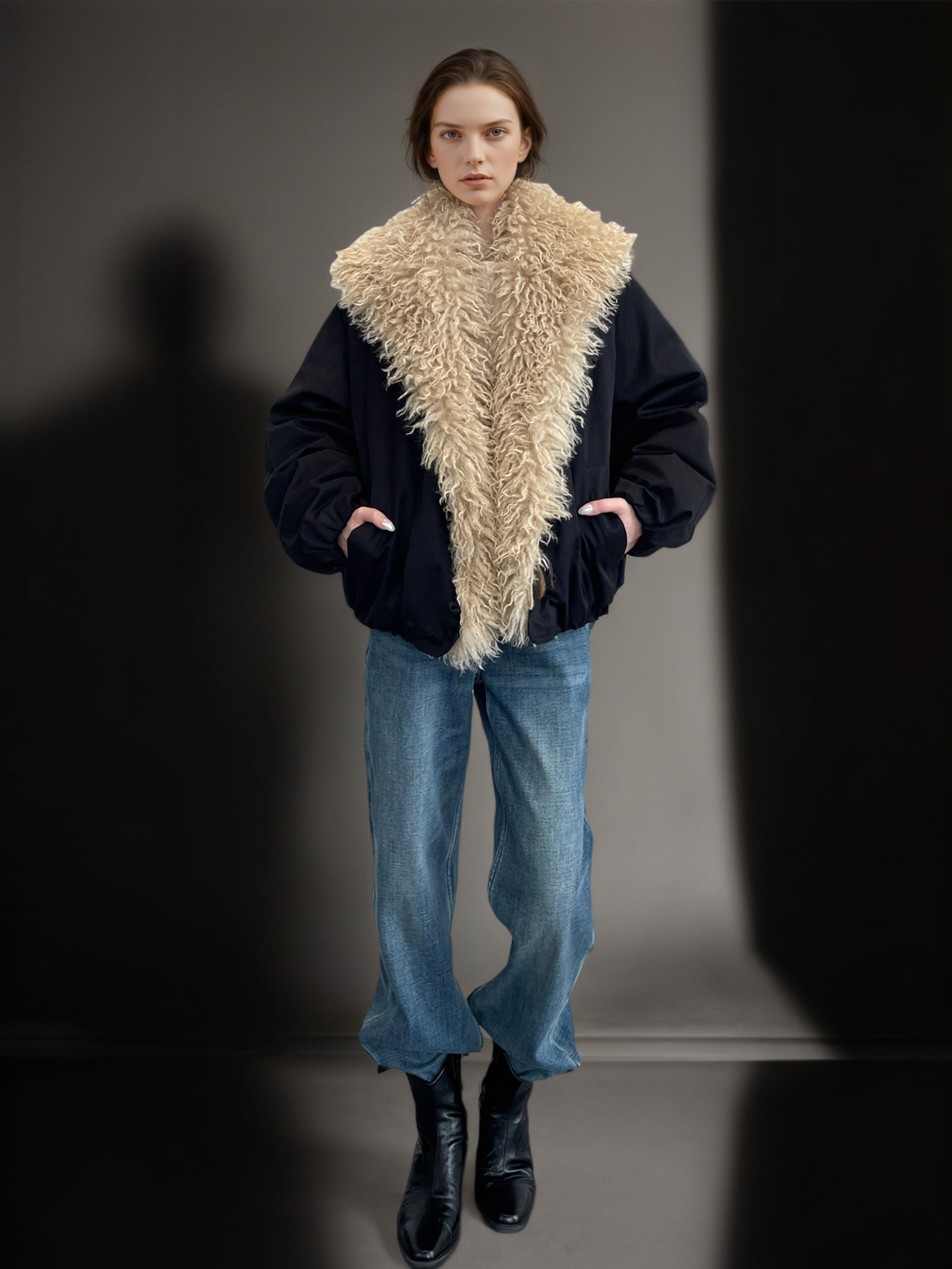 Women’s Plush Oversized  Jacket with Large Lapel | Warm Fleece Lined Winter Coat