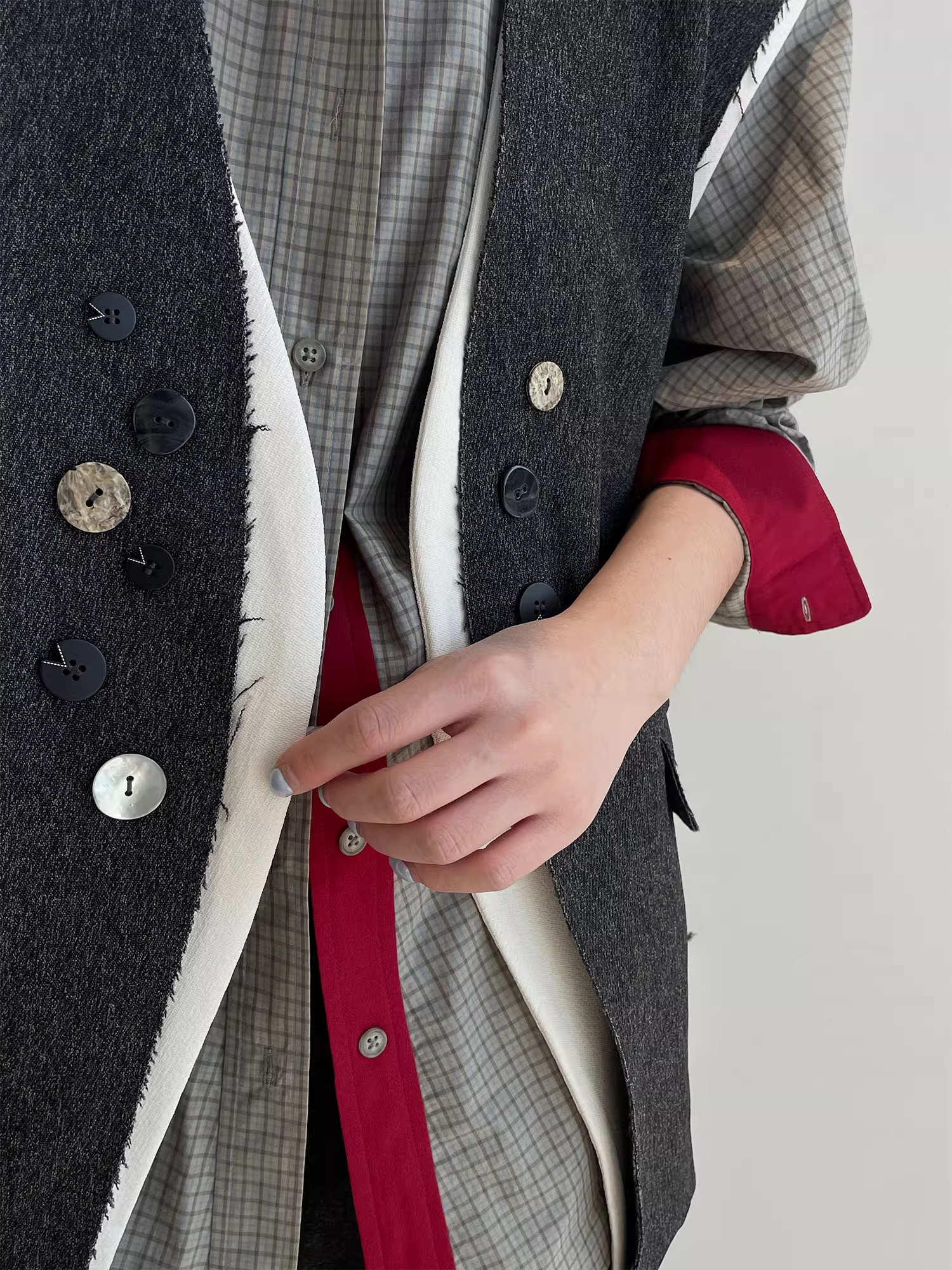 Two-Piece Style Blazer Vest for Women | Contrast Stitching Multi-Button Sleeveless Waistcoat