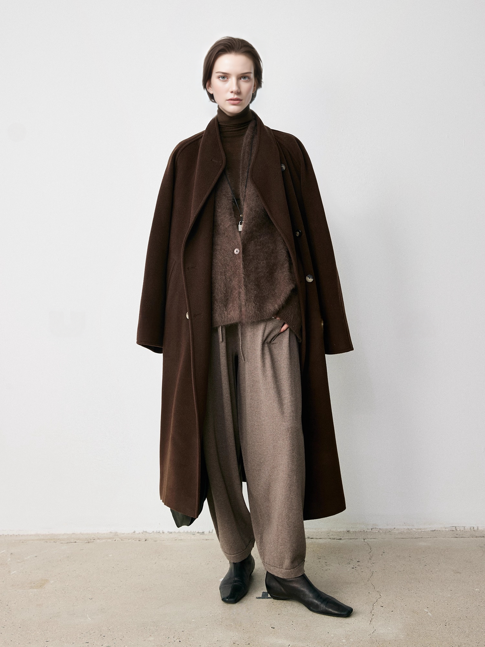 100% Cashmere Brushed Knit Cardigan for Women | Soft Skin-Friendly Loose Fit Sweater Coat