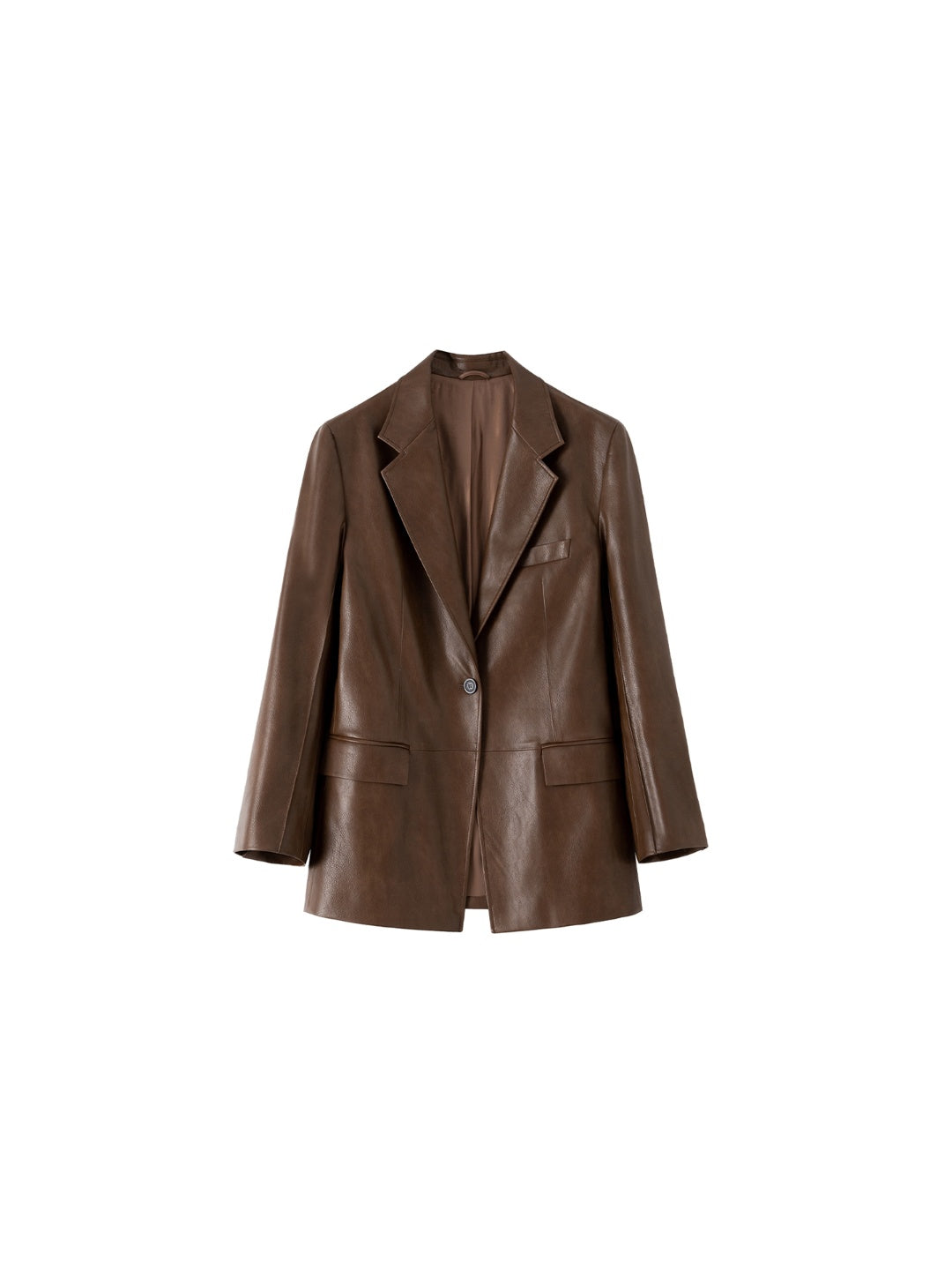 Modern Chic PU Leather Blazer | Slim-Fit Structured Jacket with Sleek Minimalist Silhouette