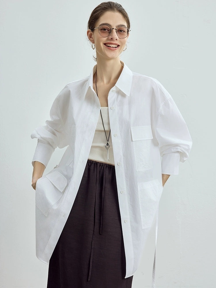 Early Autumn Casual Light Luxury Pure Cotton Long Sleeve Shirt – Women's Utility Outerwear