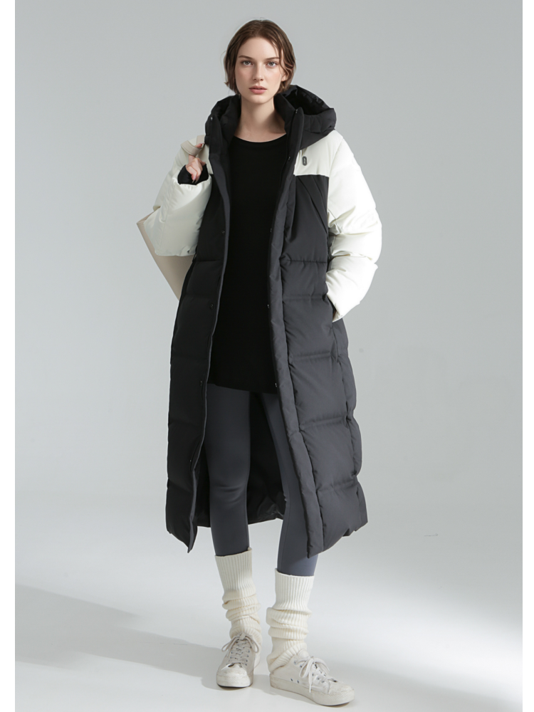 Macaron Color Long Down Coat for Women – Warm Lightweight Goose Down Puffer Jacket, Outdoor Winter Outerwear