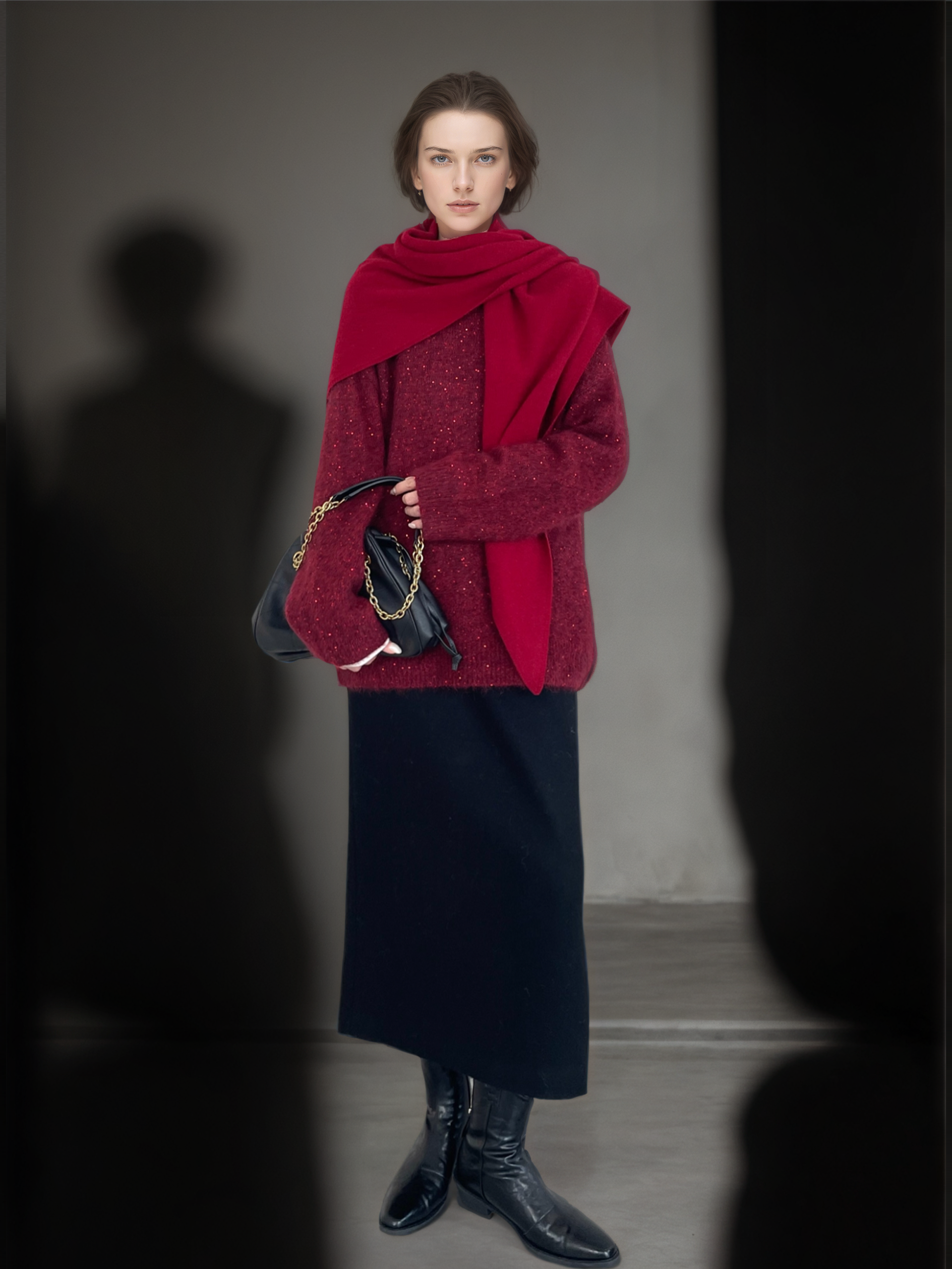 Women’s Premium Mohair Alpaca Wool Sweater | Soft Brushed Knit Pullover with Sequin Yarn for Winter