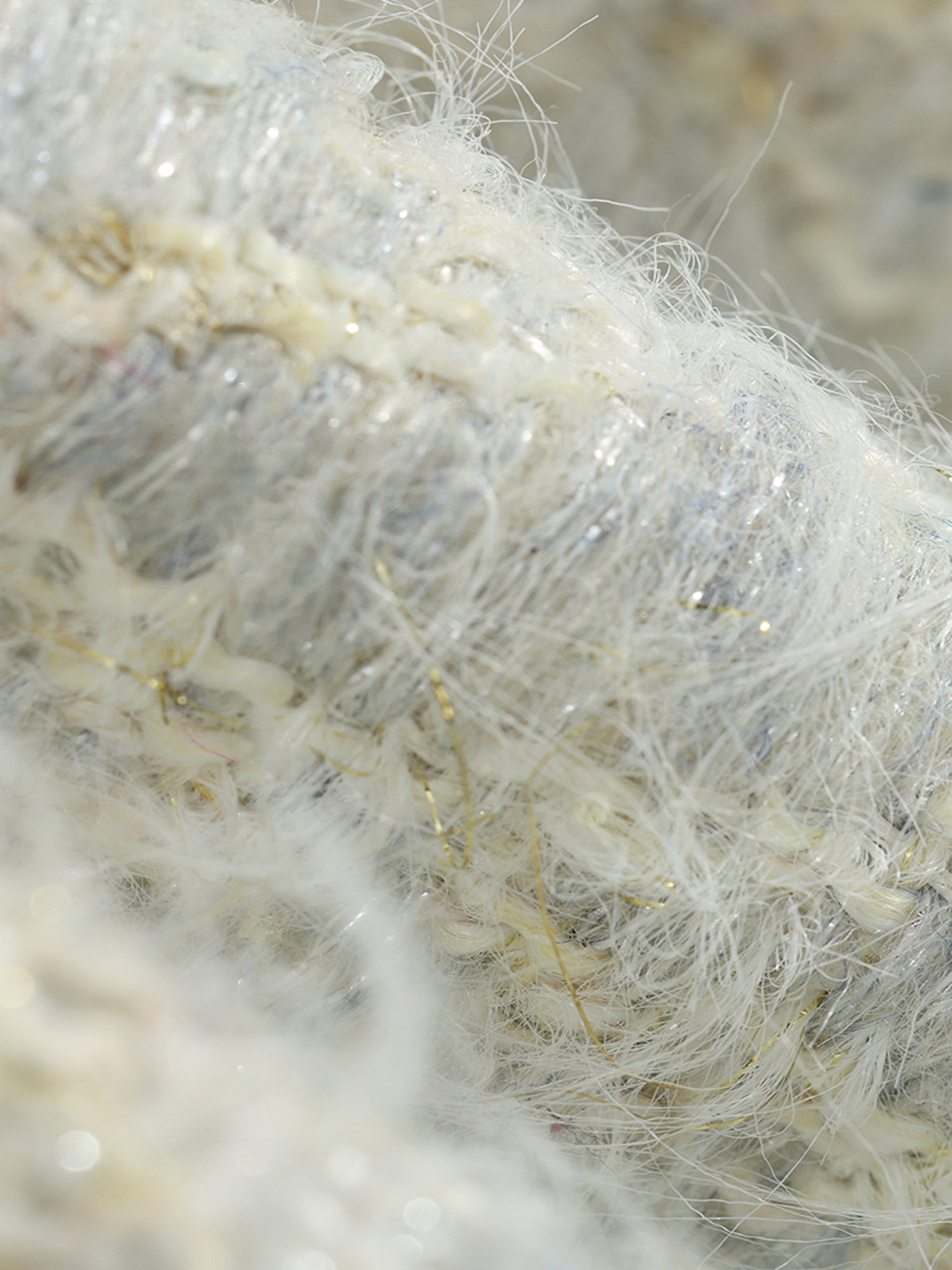 Luxury Wool Jacquard Tweed Set – Long-Hair Color-Yarn Bouclé Short Boxy Jacket & Halter Dress