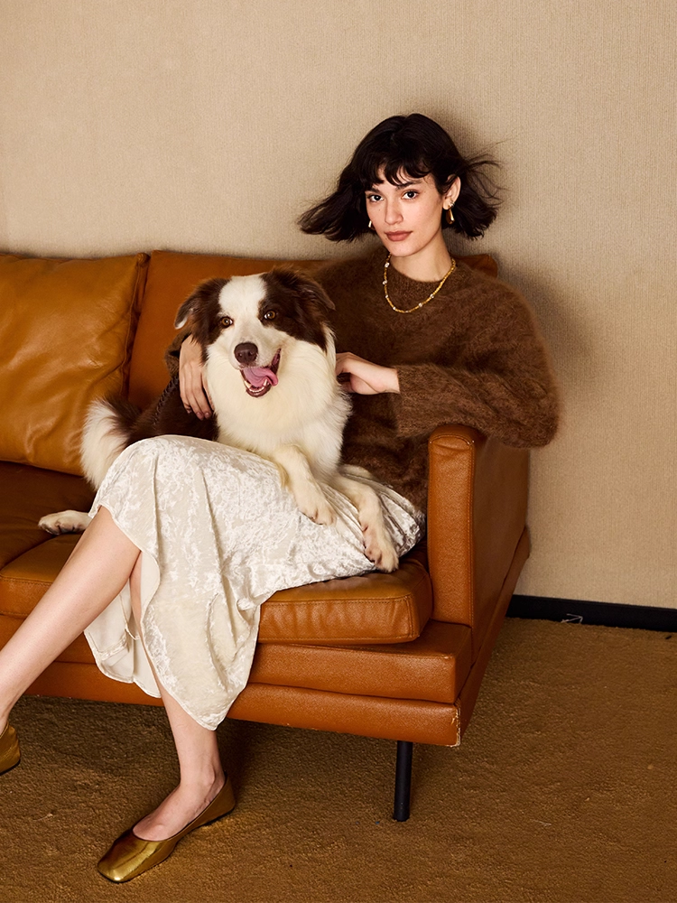 Amber Autumn Shimmer Velvet Mermaid Skirt — Retro Gold-Flecked Stretch Velvet