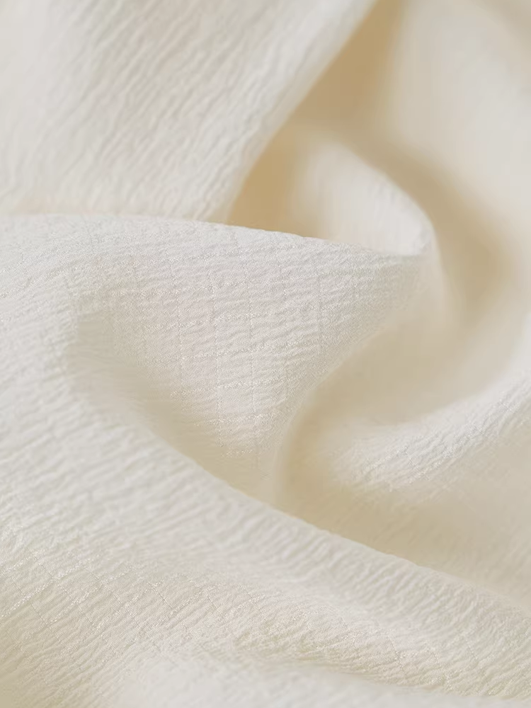 Women's Limited-Edition Heavyweight Crinkled Waffle Silk Ruffle Blouse – Elegant Fall Statement Shirt