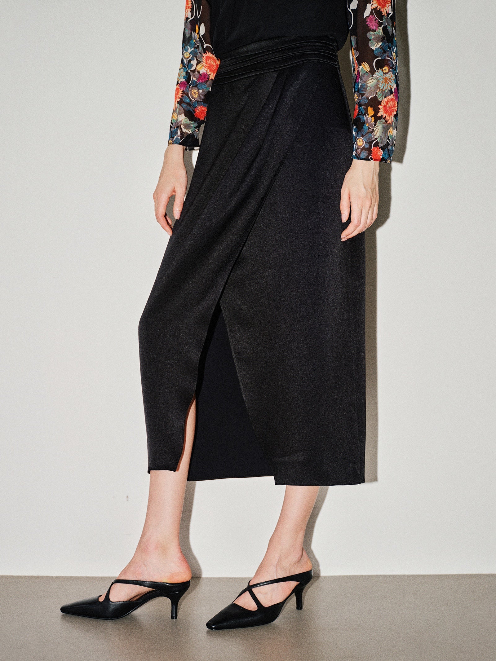 Elite Lady’s Essential "Airy Paper Skirt" Japanese Triacetate Copper Ammonia Slimming Straight Midi Skirt