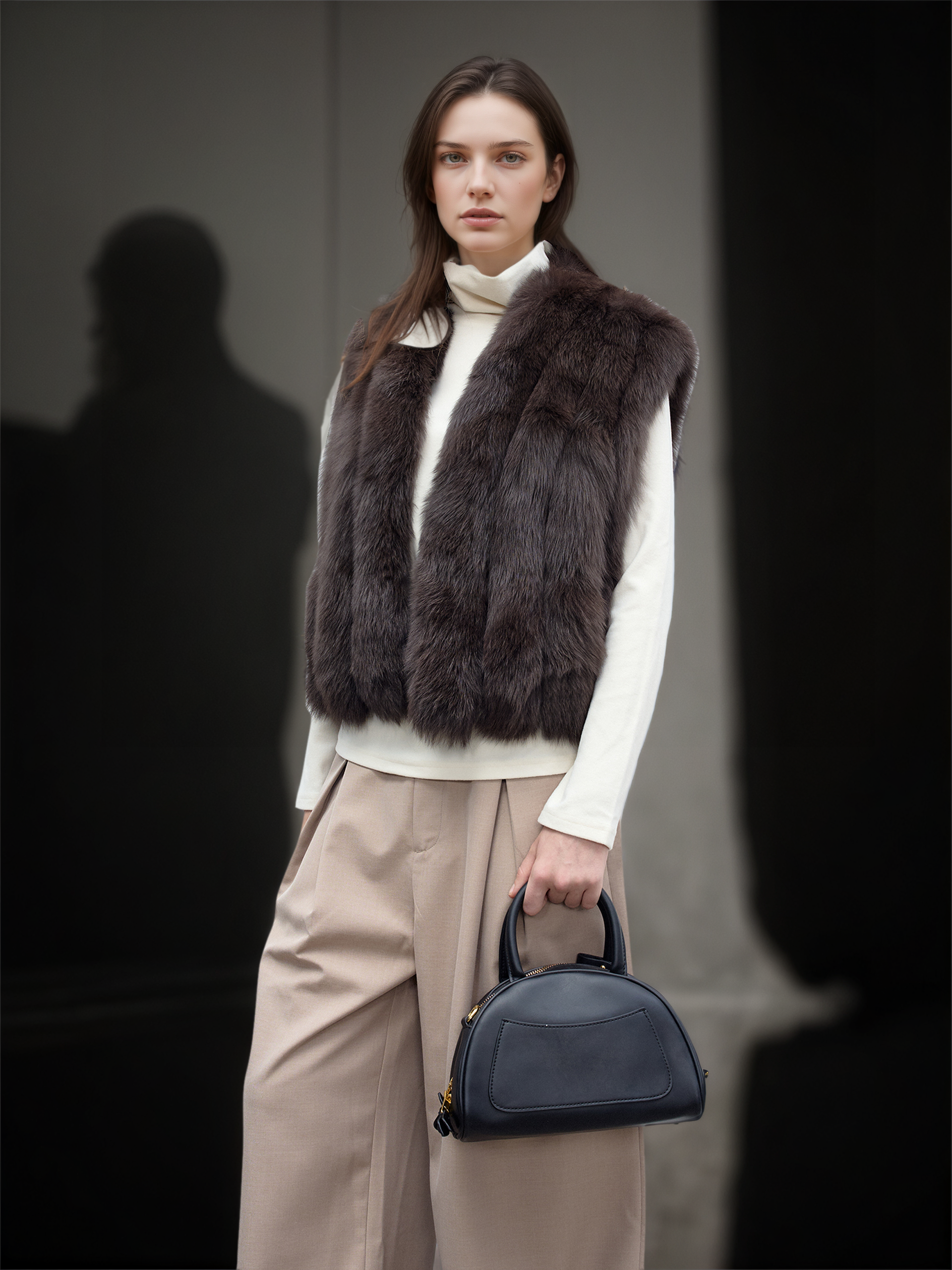 Women’s Fox Fur Vest | Short Winter Gilet Inspired by Finnish Saga Furs Style