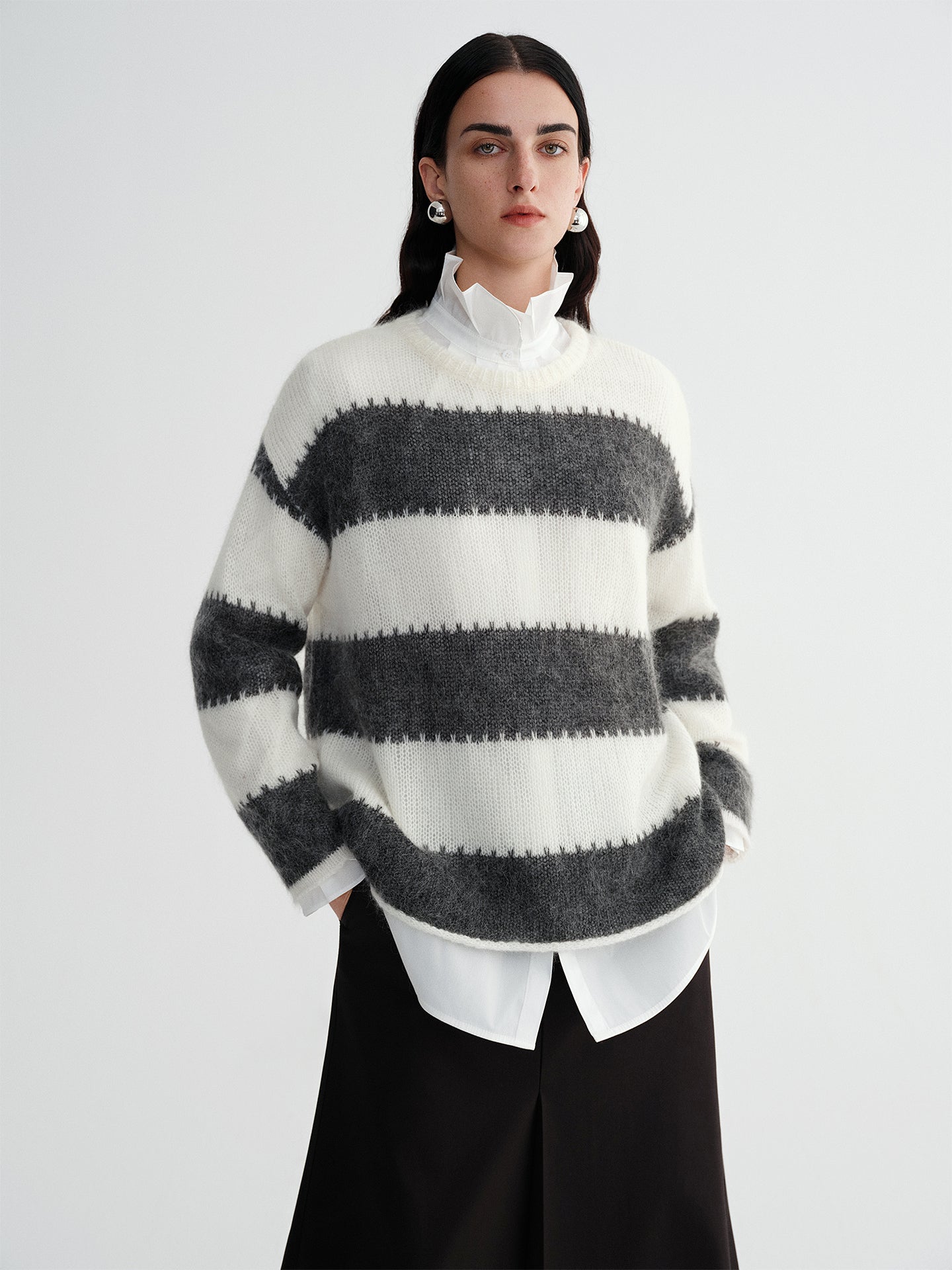 Soft Fuzzy Mohair & Merino Wool Pullover Sweater for Women | Cozy Fall Winter Knitwear