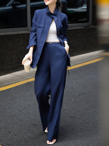 100% Linen Utility Jacket and Wide-Leg Pants Set – Made to Measure