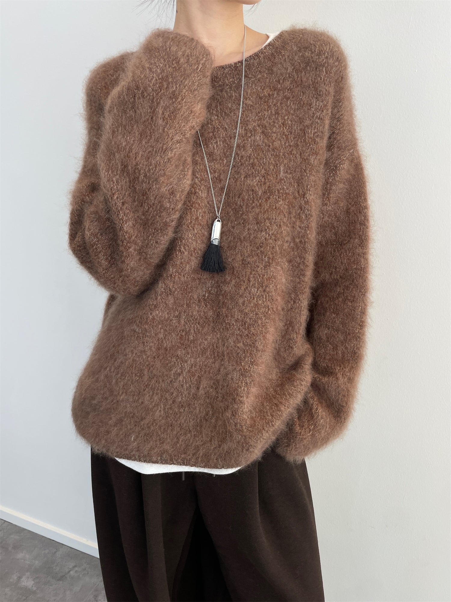 Women’s 100% Wool Hooded Sweater | Soft Brushed Knit Pullover with Loose Relaxed Fit for Winter