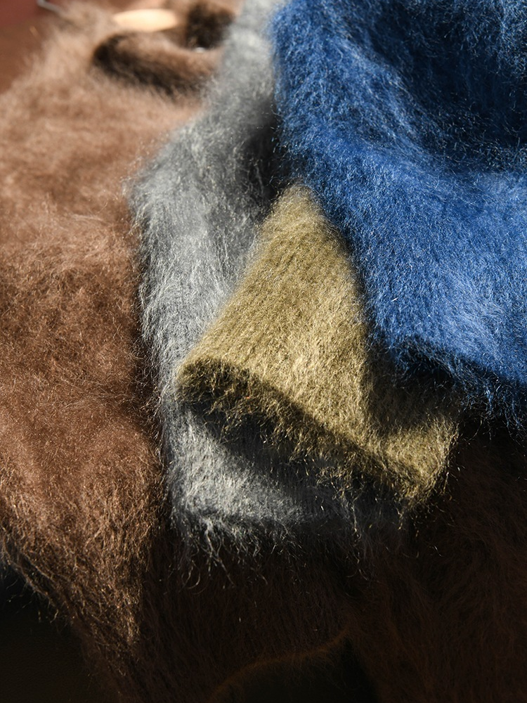 Premium Brushed  Cashmere 100% Stand-Collar Button Cardigan for Women