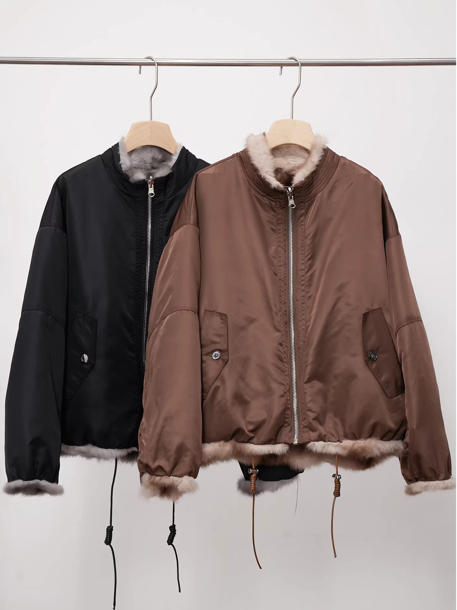 Women’s Reversible  Fur Parka Jacket | Short Winter Coat with Soft Plush Design