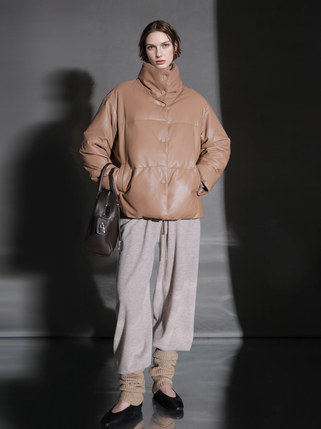 Women’s Genuine Sheepskin Down Jacket | Stand Collar White Goose Down Leather Coat for Fall and Winter