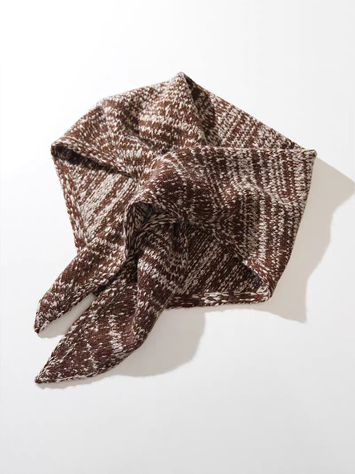 French Vintage Bouclé Triangle Shawl | Nordic-Style Warm Wool-Cashmere Winter Scarf