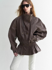 Coated Paper-Touch Cotton Stand-Collar Trench Coat – Made to Measure