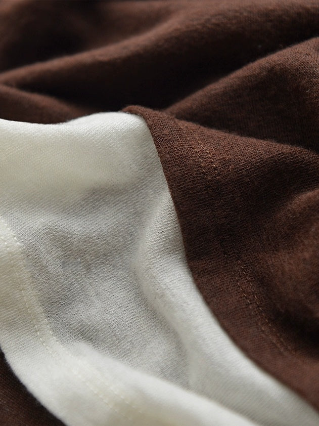 Two-Piece Wool Knit Sweater – Slim Fit Round Neck Long Sleeve Turtleneck with Color-Block Design