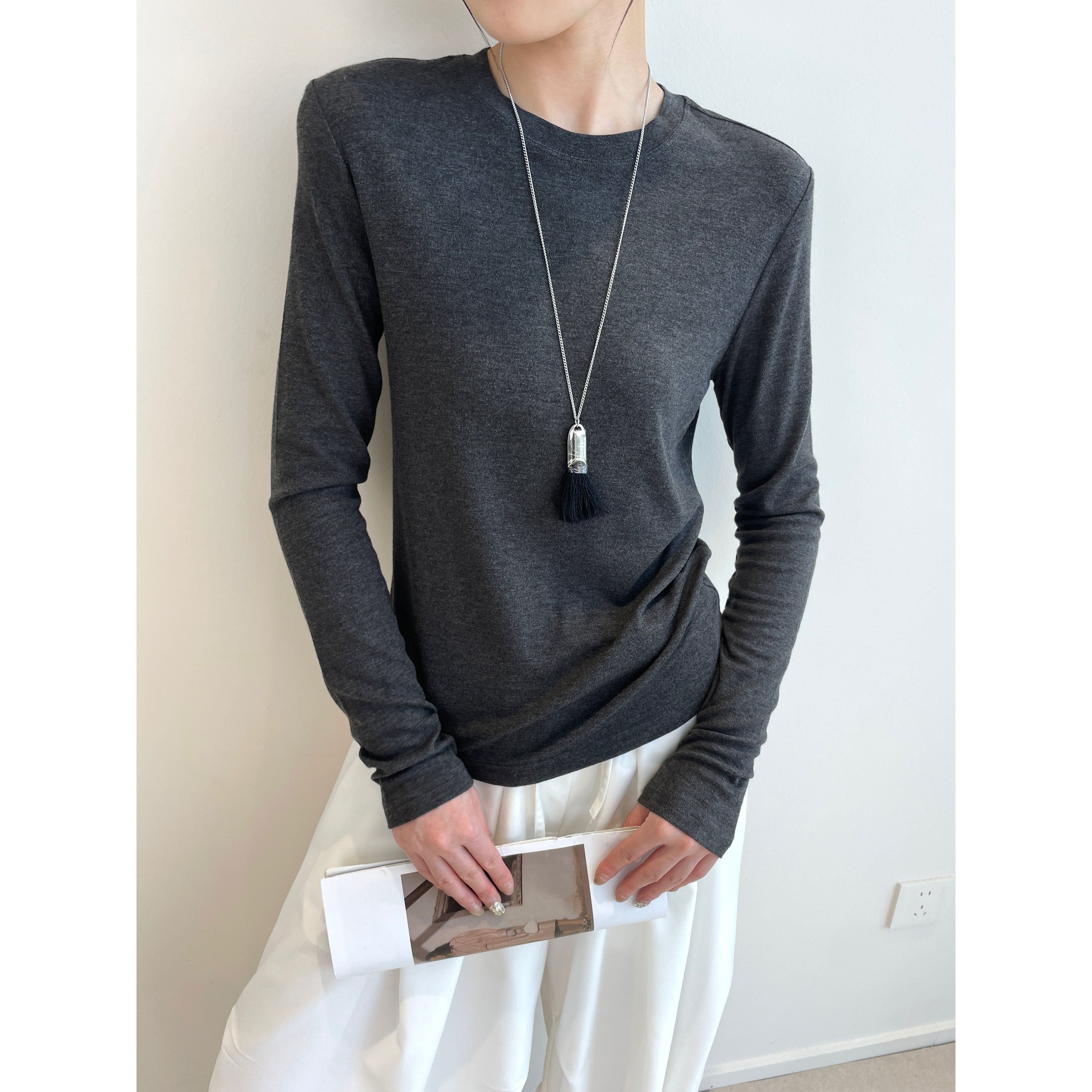 Silk Cashmere Thermal Long Sleeve T-Shirt for Women | Ultra-Soft Japanese IFACE Yarn Base Layer Top
