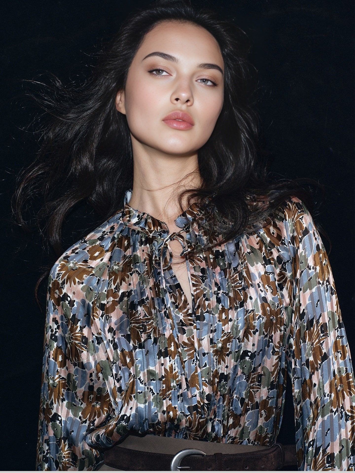 Blooming Floral" Skin-Friendly Breathable Silk Jacquard Print Country-Style Shirt/Skirt Set