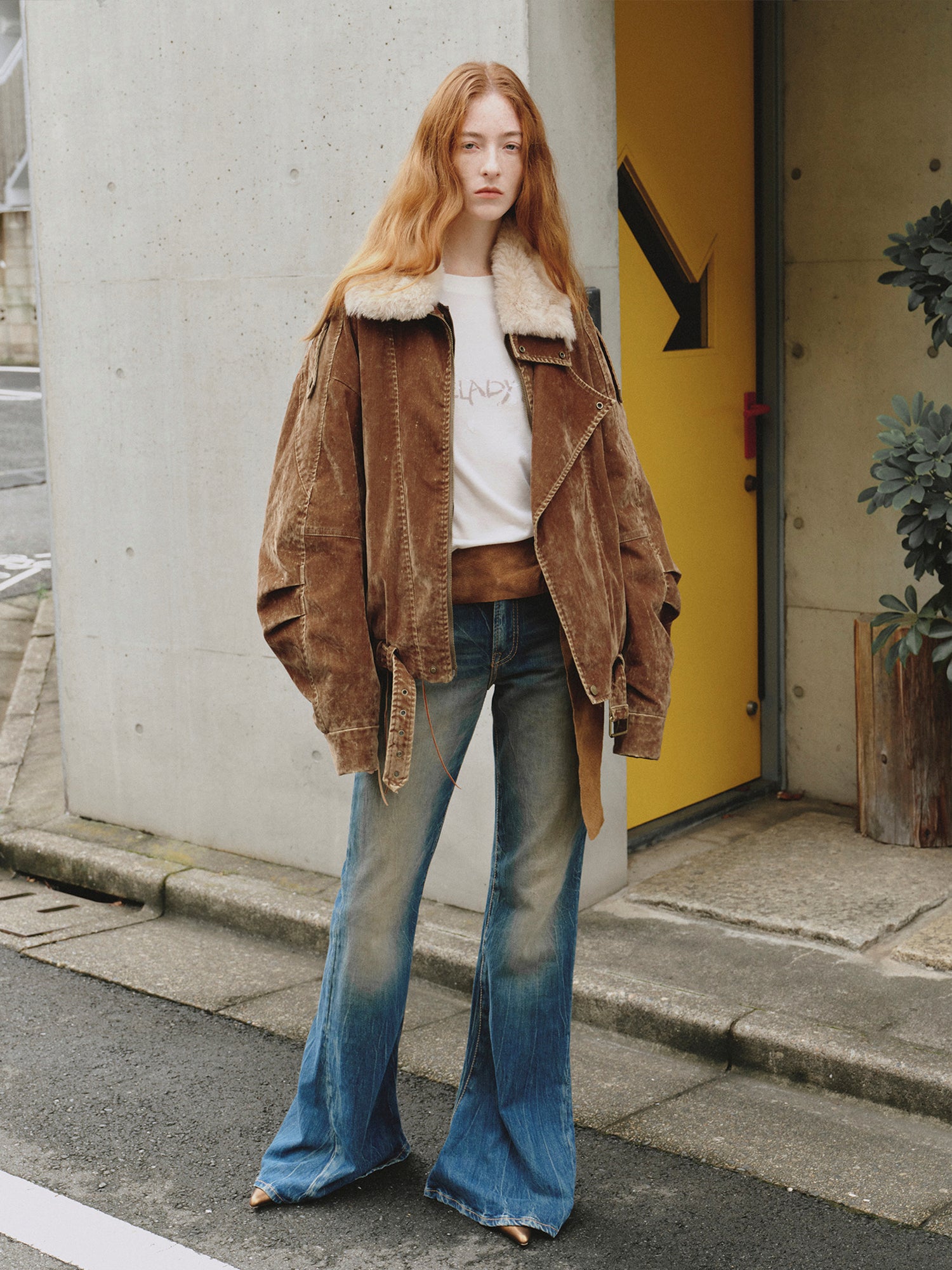 Flocked Denim Parka Coat with Wool Collar and 90% Goose Down Filling for Winter