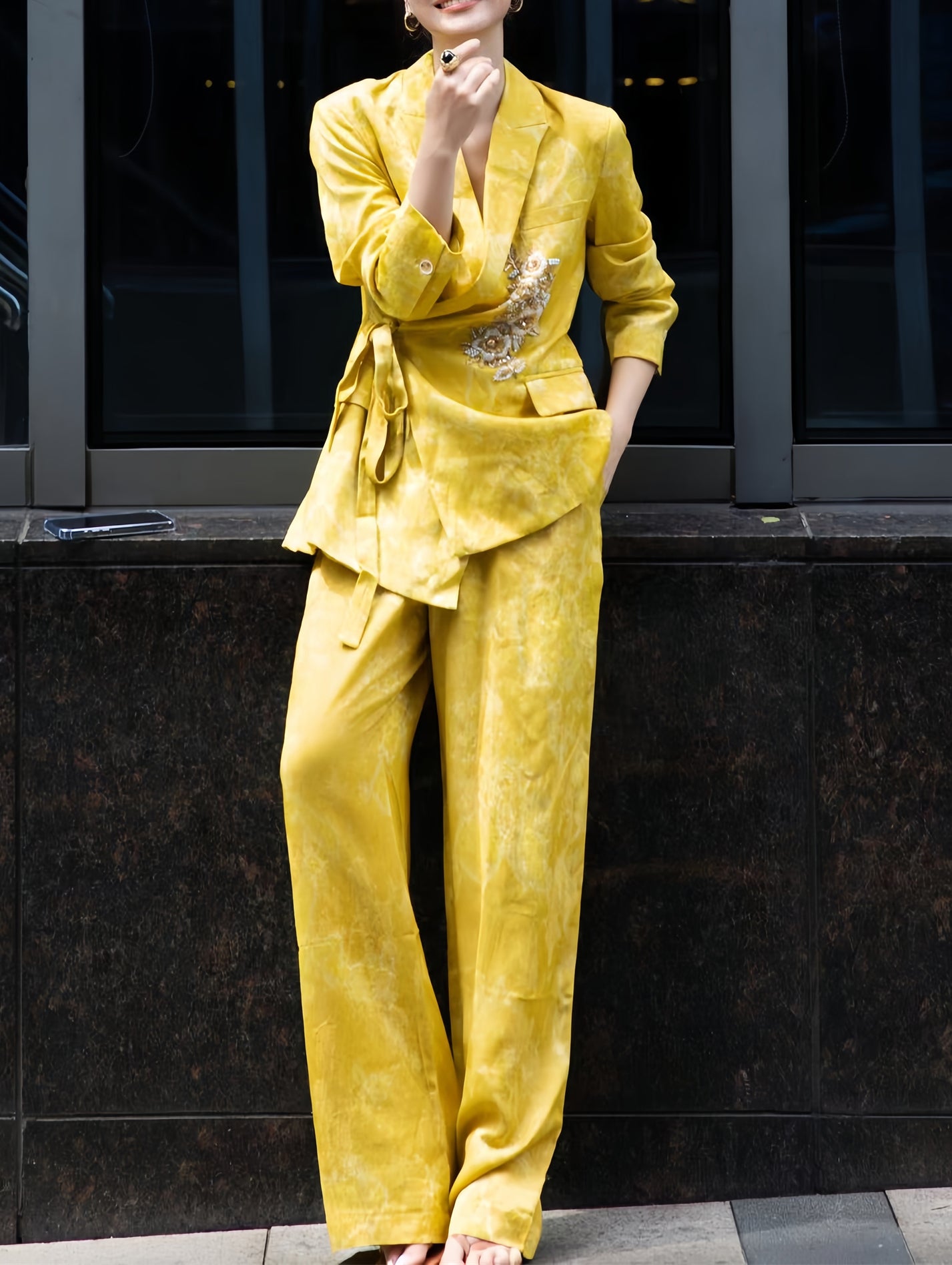 Haute Couture Women's Suit – 2025 Autumn Beaded Jacquard Triacetate Two-Piece