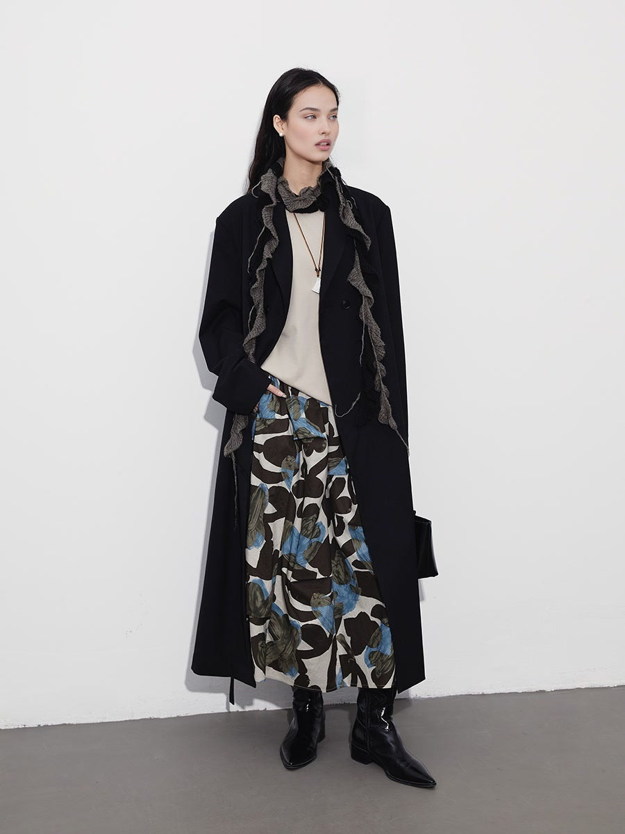Unique Asymmetric Print Skirt | Slimming A-Line Midi Skirt with Flared Silhouette for Autumn