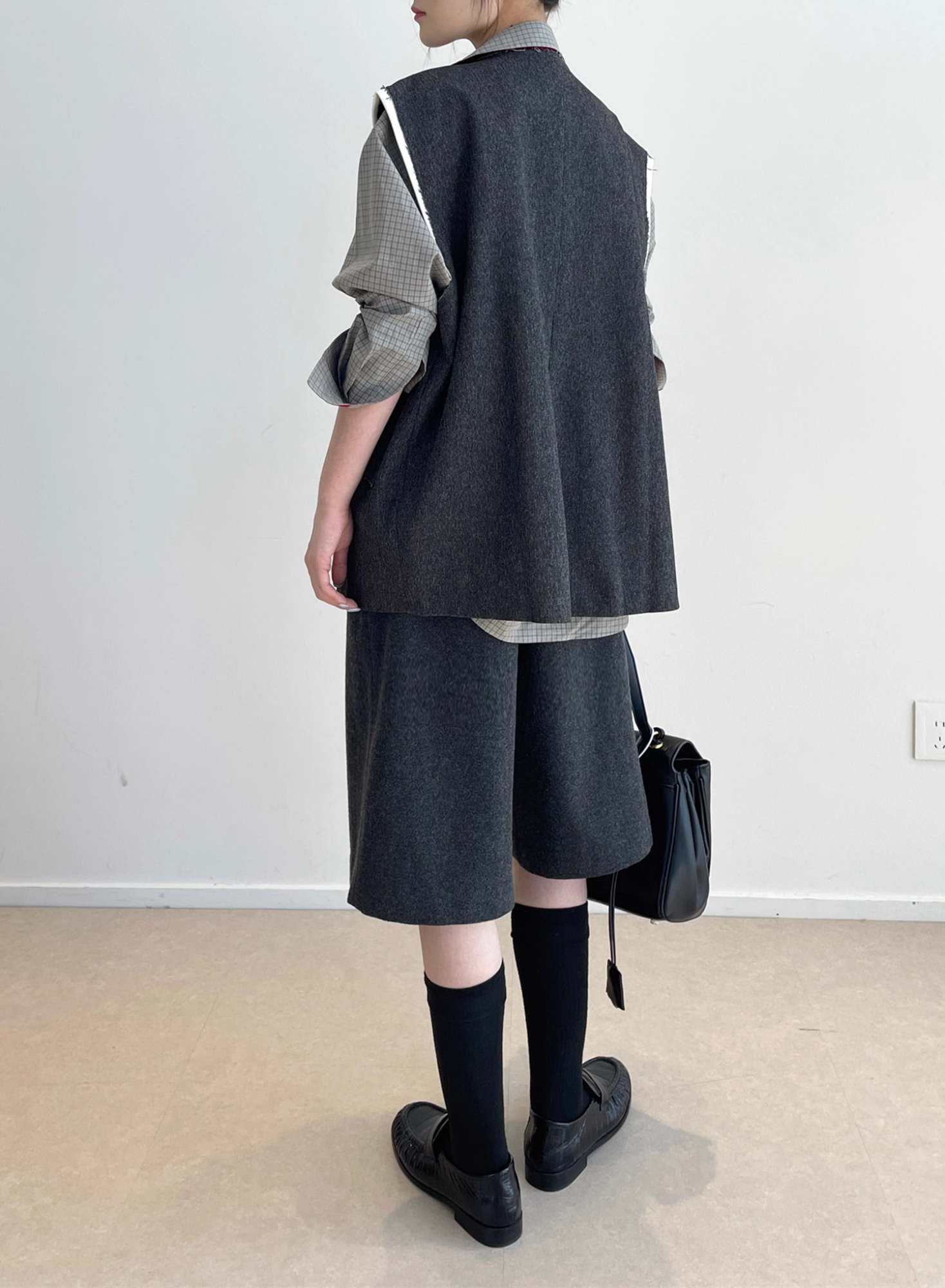 Two-Piece Style Blazer Vest for Women | Contrast Stitching Multi-Button Sleeveless Waistcoat