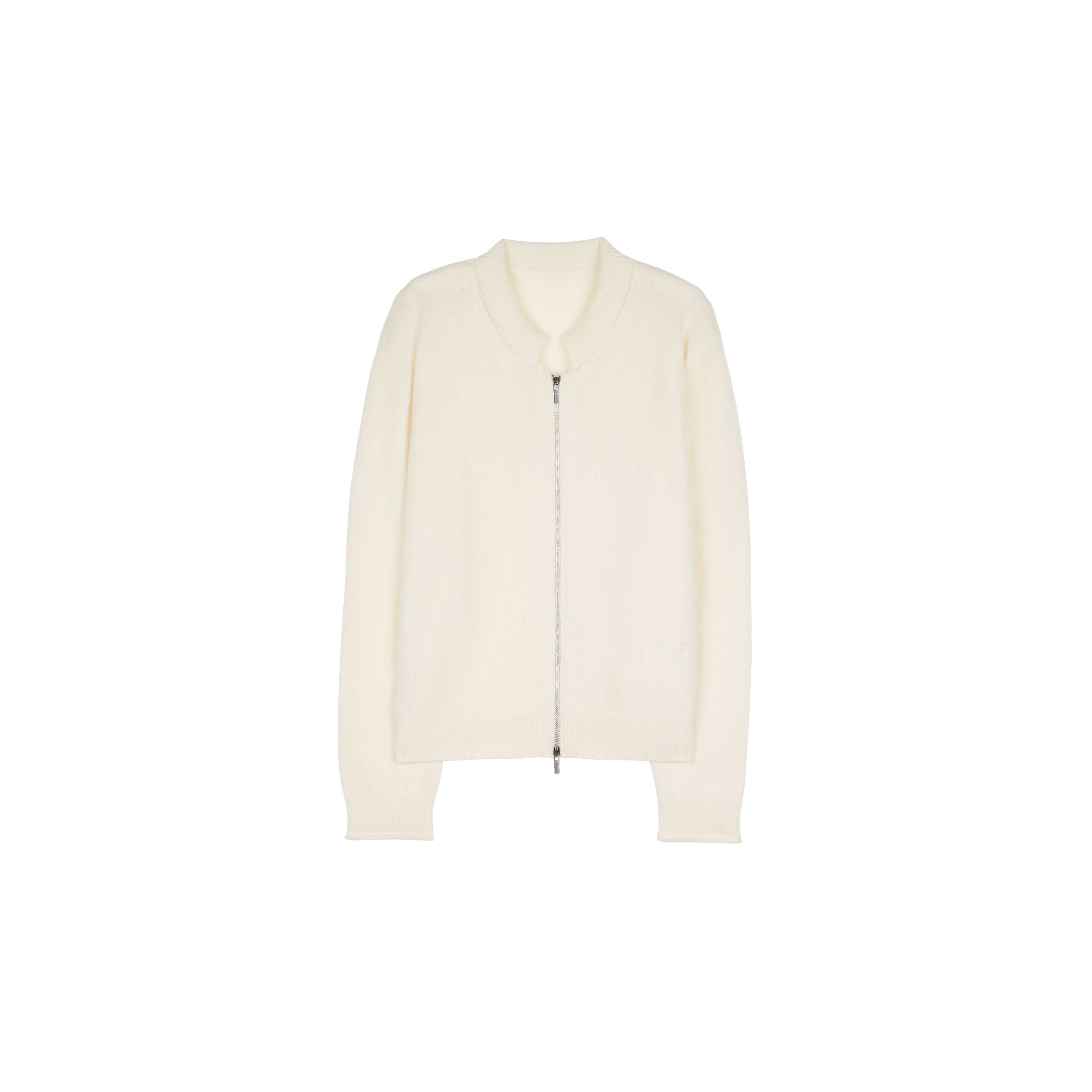 Women’s Heavyweight Australian Superfine Merino Double-Layer Knit Cardigan | Vintage Scallop Collar, Two-Way Zipper & Rolled Hem