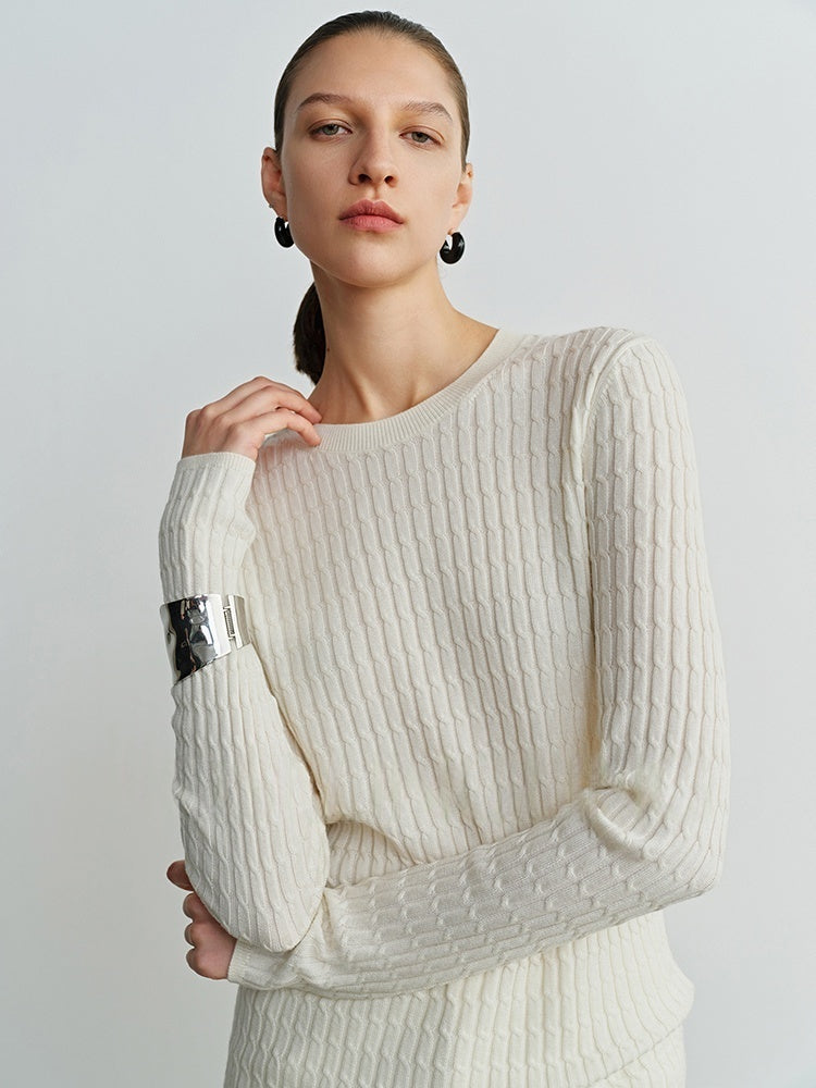 Pure Wool Cable Knit Sweater Set – Autumn Winter Short Cardigan + Pullover (Sold Separately)