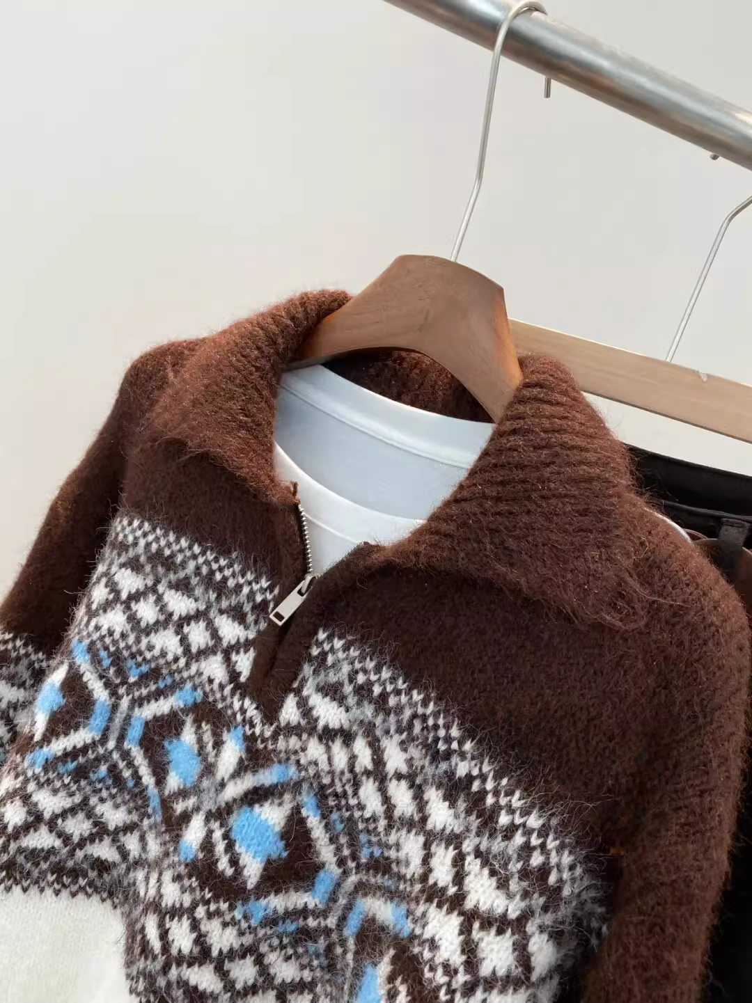 Women’s Gray-Green Fair Isle Wool Blend Sweater | Vintage Thick Knit Pullover for Fall