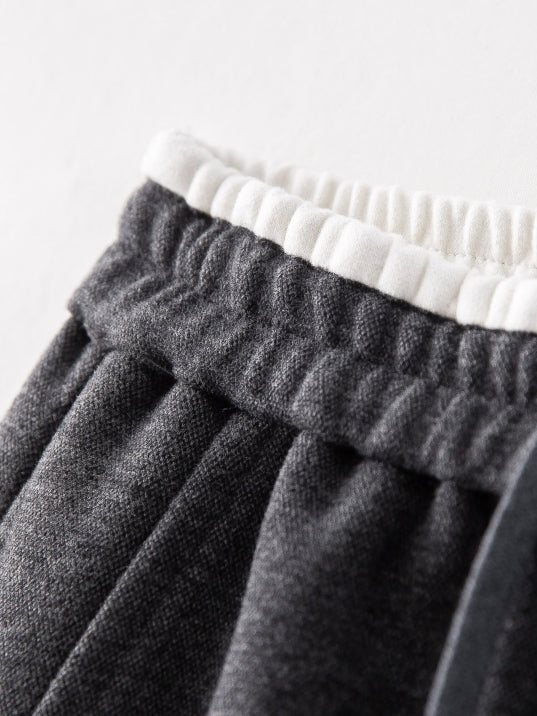 Wool Blend Drawstring Wide-Leg Pants – Color Block Casual Trousers for Women, Trendy Relaxed Fit Banana Pants for Autumn/Winter