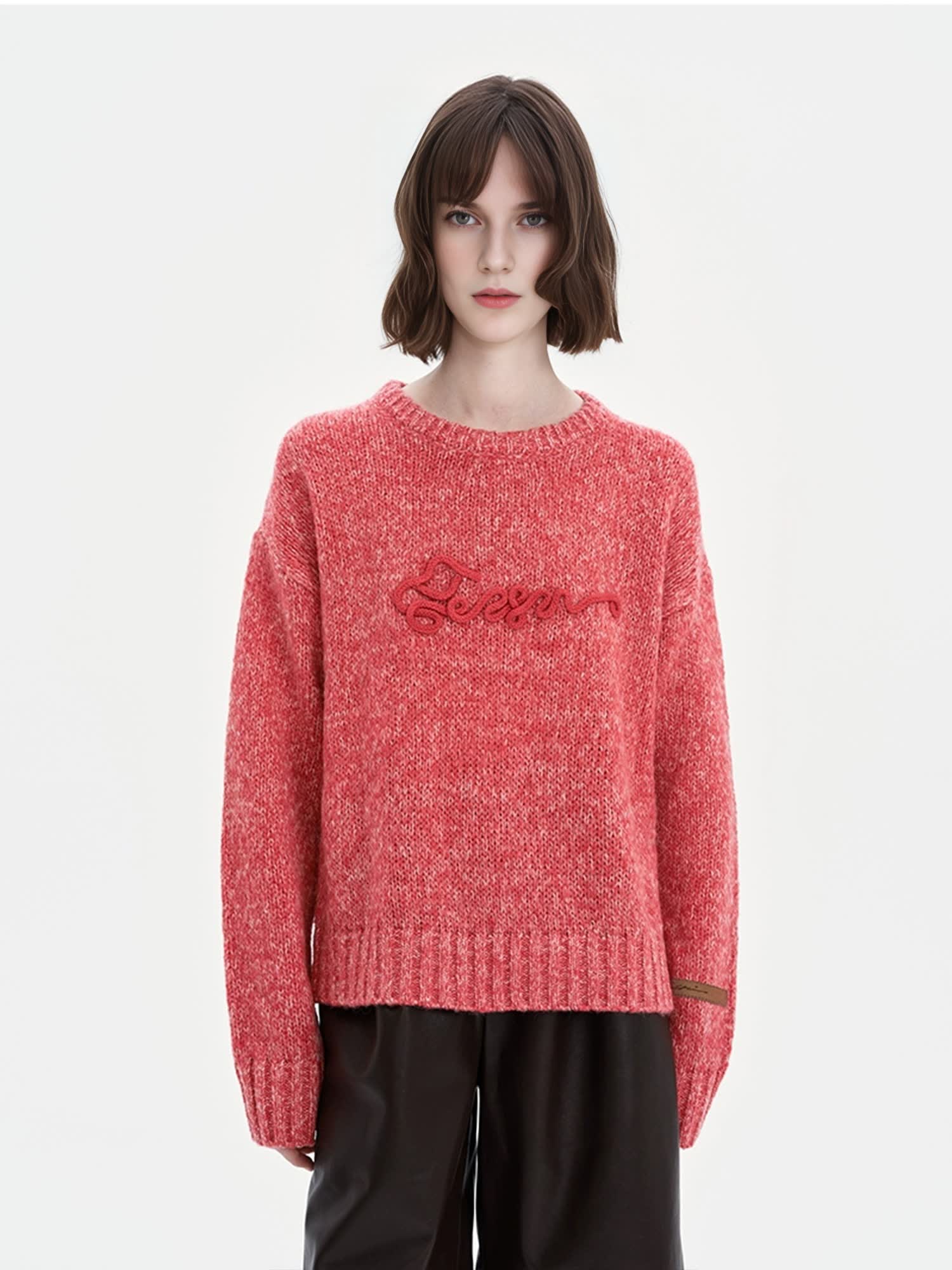 Green Wool Blend Speckled Knit Sweater for Women – Vintage Winter Pullover Top