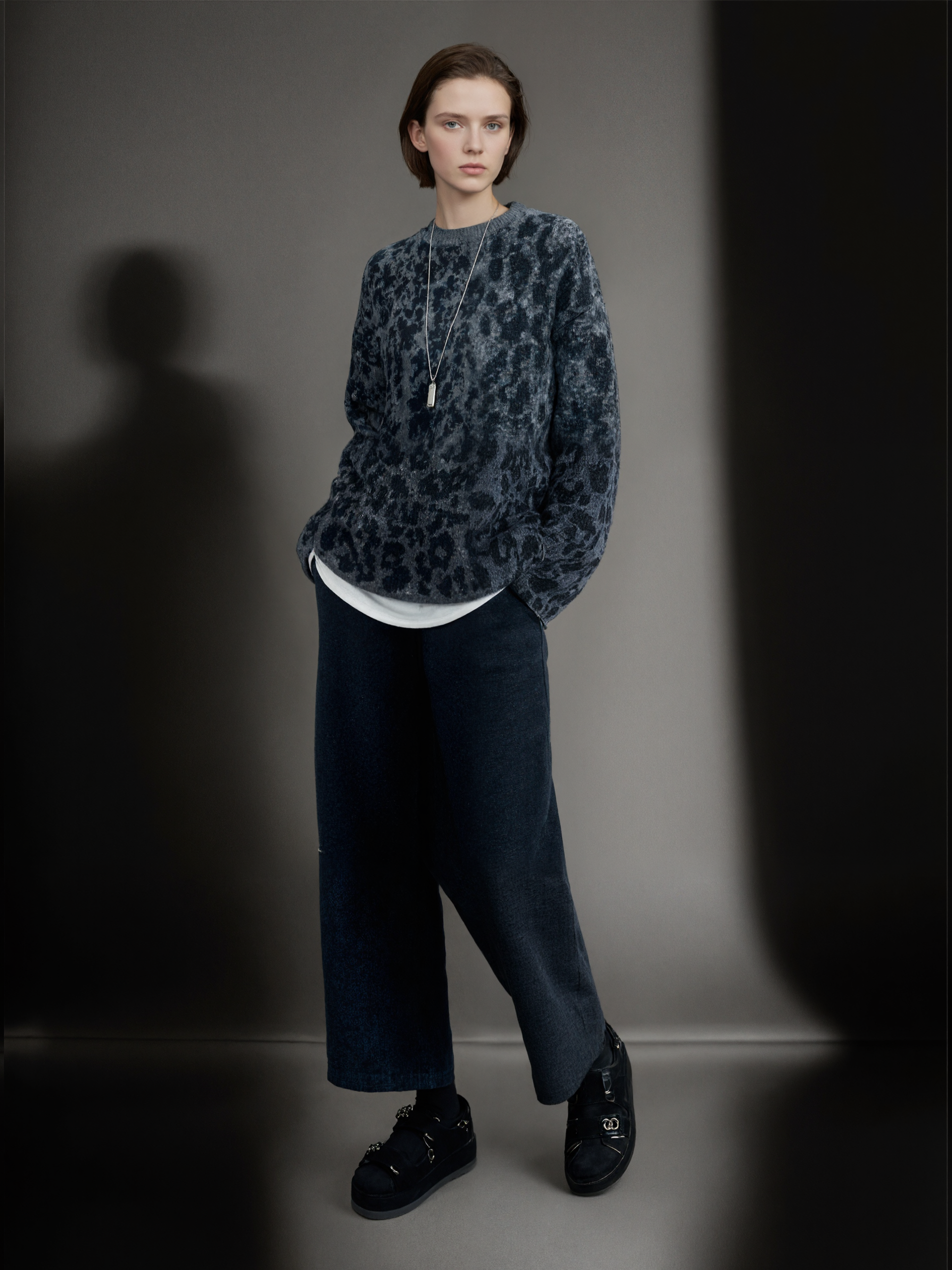 Women’s Leopard Print Cashmere Wool Sweater | Soft Brushed Knit Pullover for Fall Winter